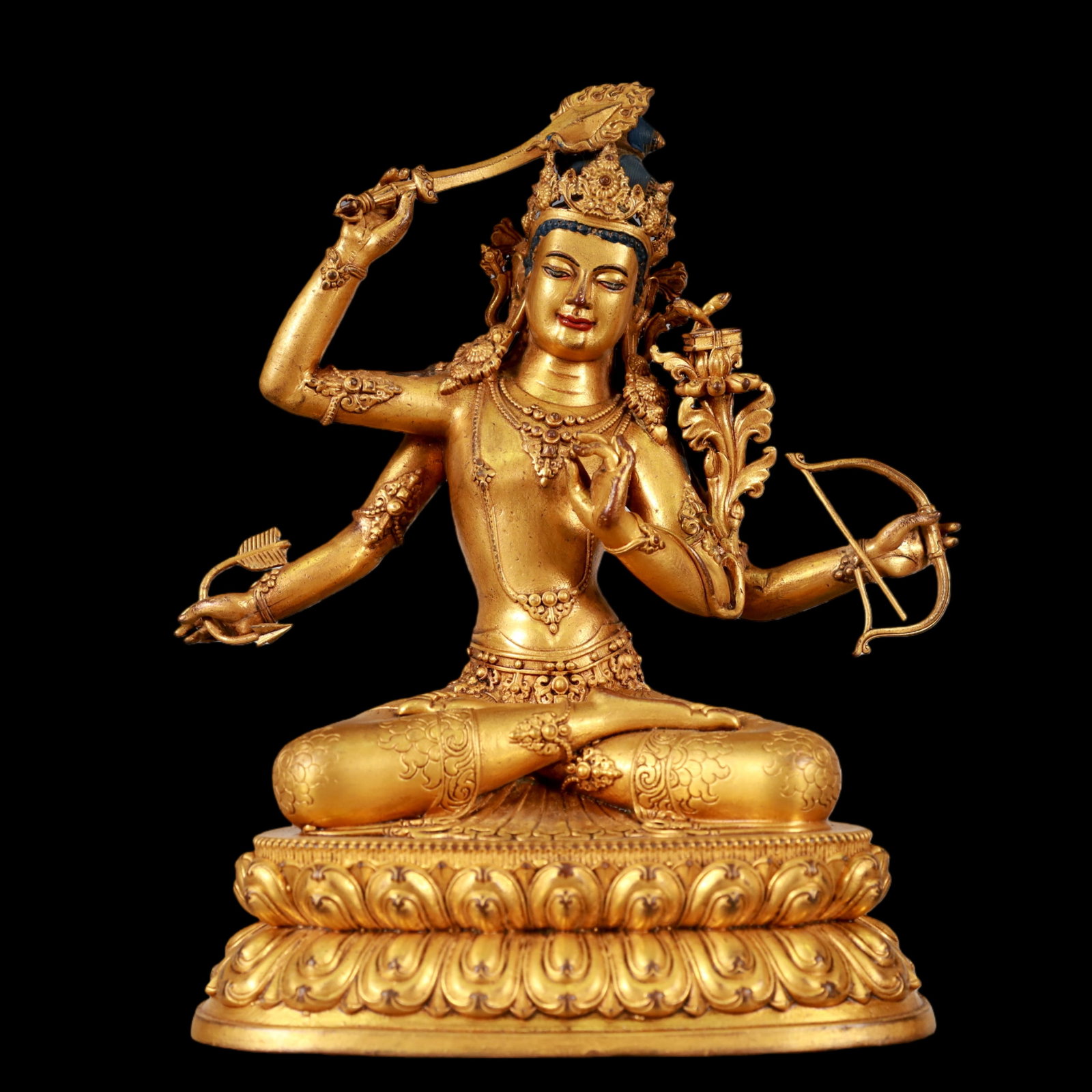A Exquisite Gilt Bronze Statue of Manjusri Buddha statue (1 of 9)