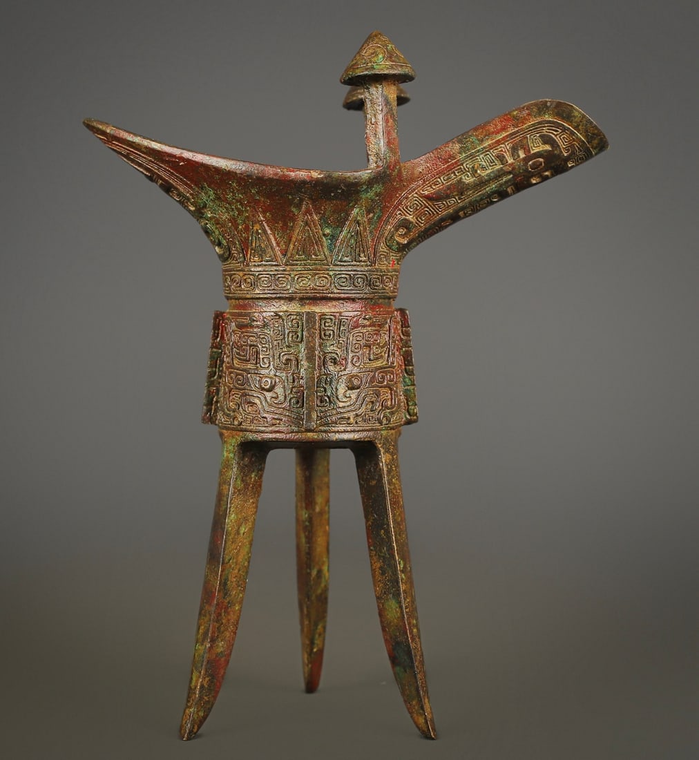 An Exquisite Bronze Beast-Face Pattern Goblet - 6