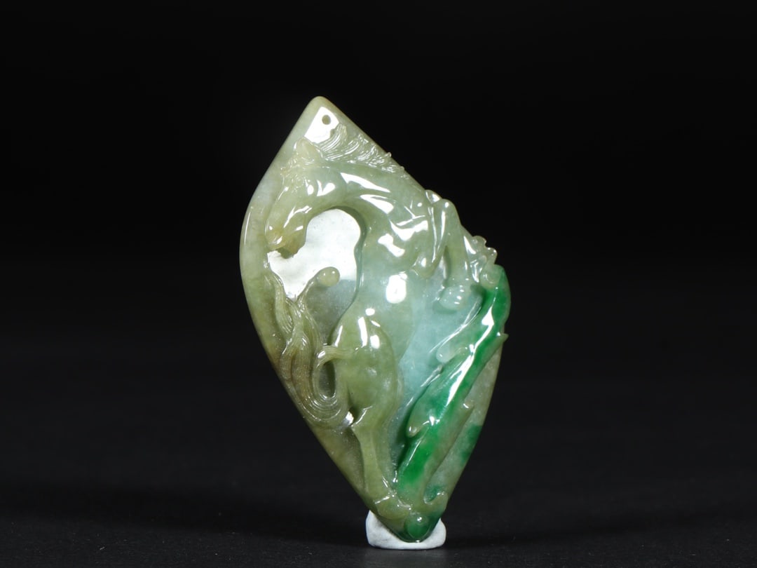 An Exquisite Jadeite Horse Pattern Pendant (1 of 8)