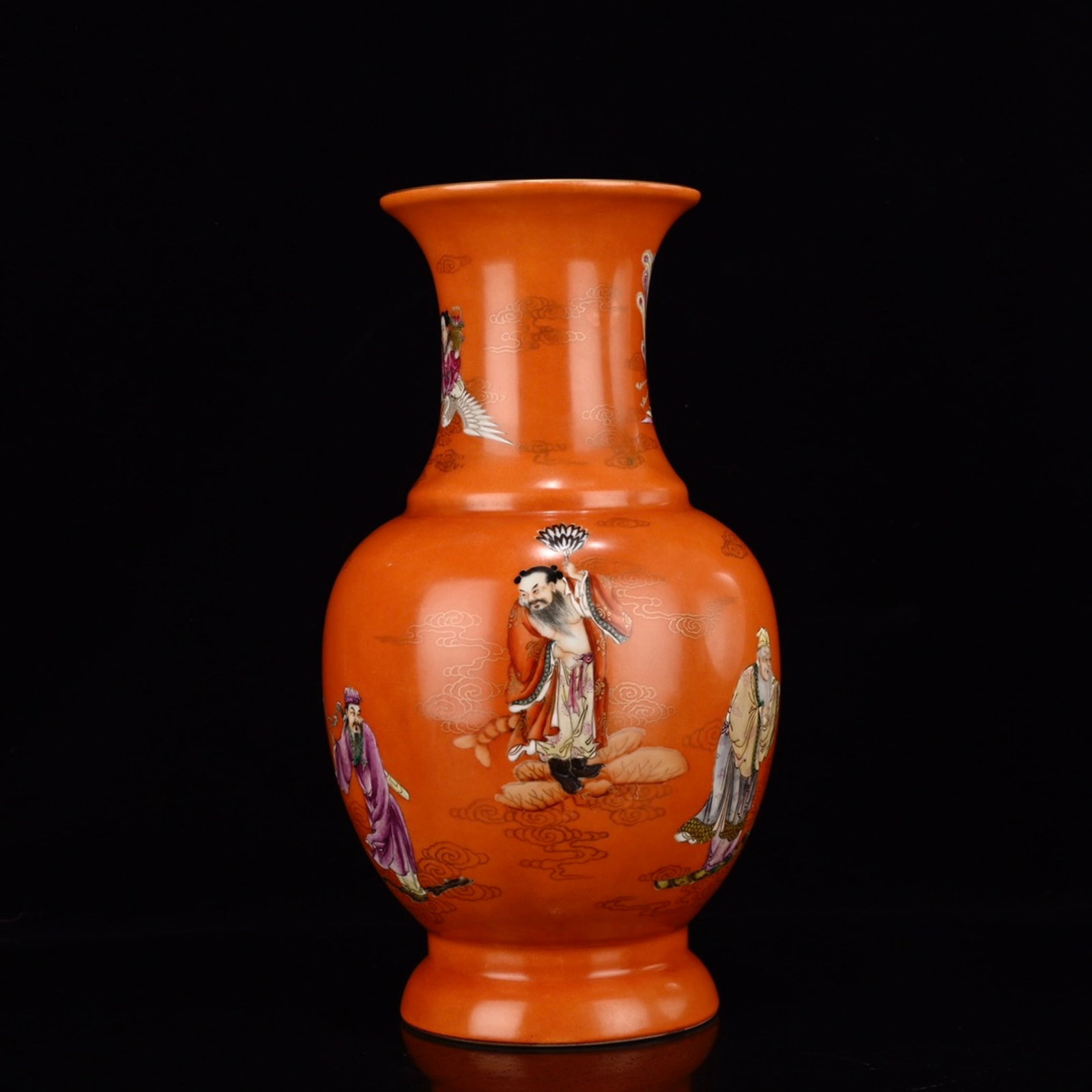 A Rare Famille-Rose Painted Gold Figure Pattern Vase: A Rare Famille-Rose Painted Gold Figure Pattern Vase,Qing Dynasty,China,Qianlong Six-character Mark,Size:13inx7.1in 粉彩描金人物纹瓶,中国