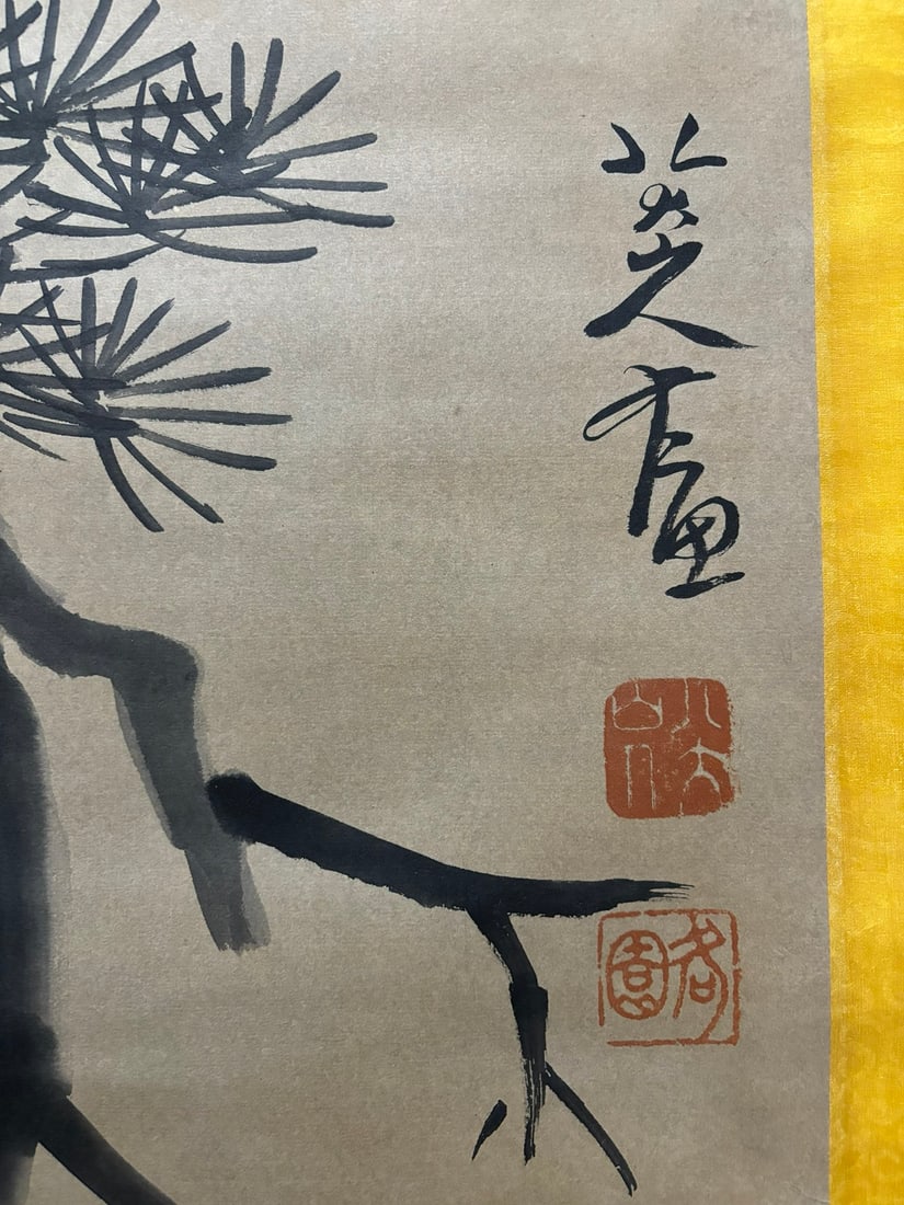 A Chinese Vertical Scroll Ink Painting of Deer on Paper - 9