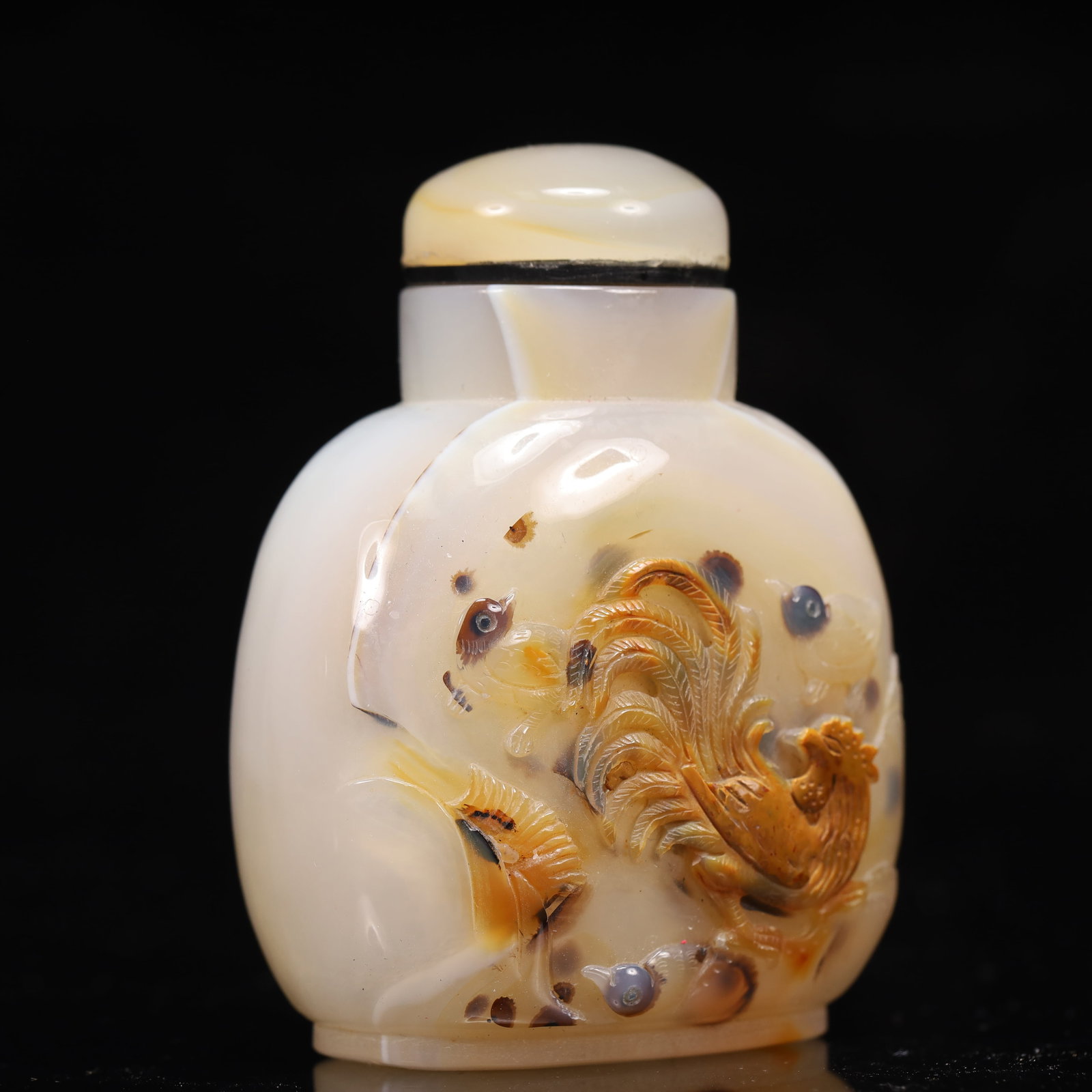 An Exquisite Agate Rooster Pattern Snuff Bottle - 3