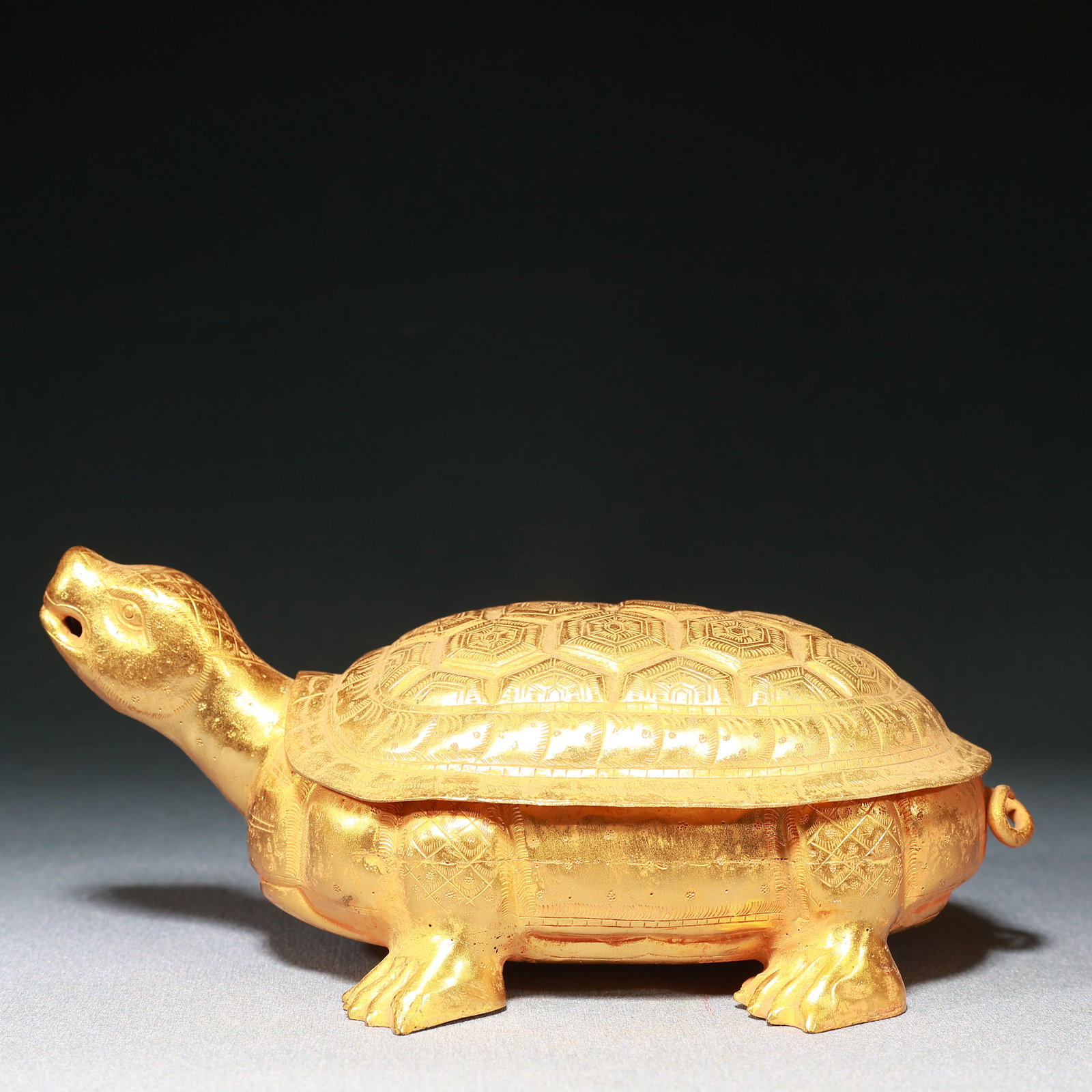 An Exquisite Gilt Bronze Turtle-Shaped Box with Cover (1 of 11)