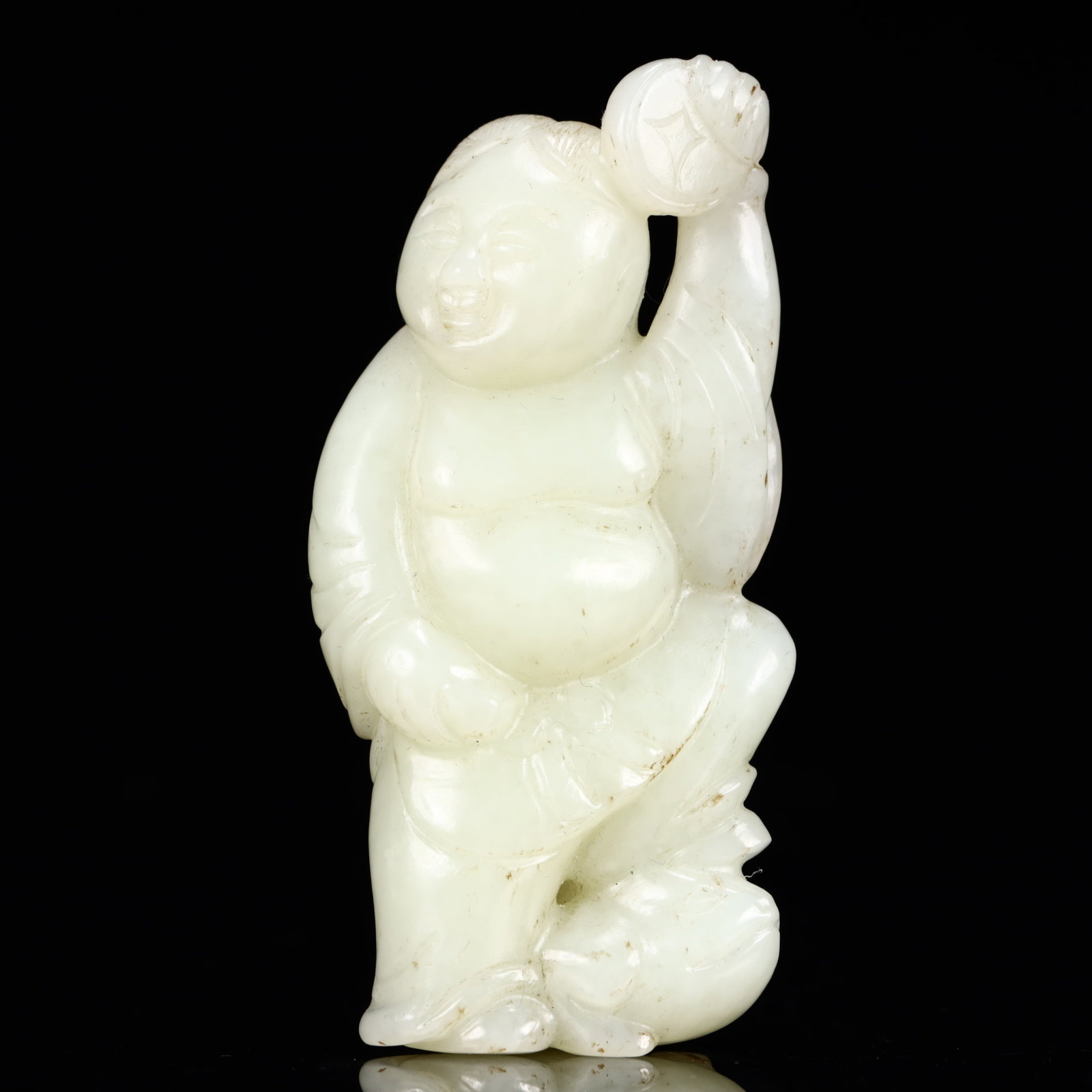 An Exquisite White Jade Figure Ornament: An Exquisite White Jade Figure Ornament,Qing Dynasty, China,Size:1.6inx0.8inx3.3in,Weight:116g 白玉人物摆件,中国清代