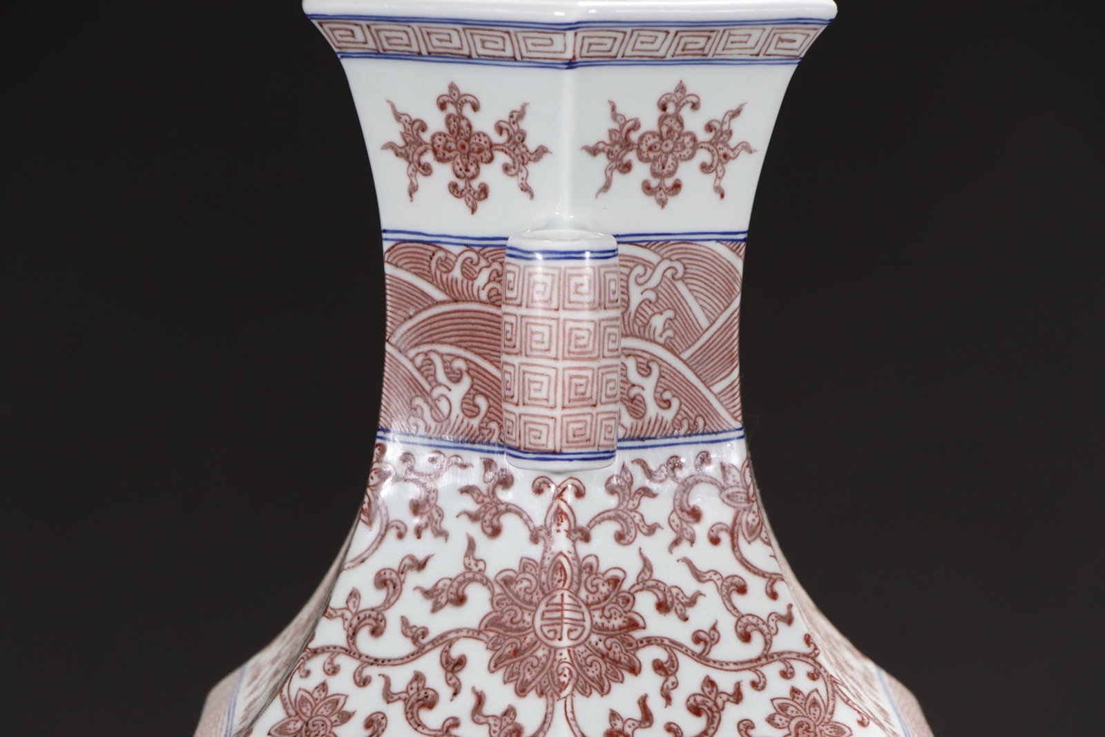A Huge Underglaze-Red Lotus Pattern Double-Ears Vase - 5
