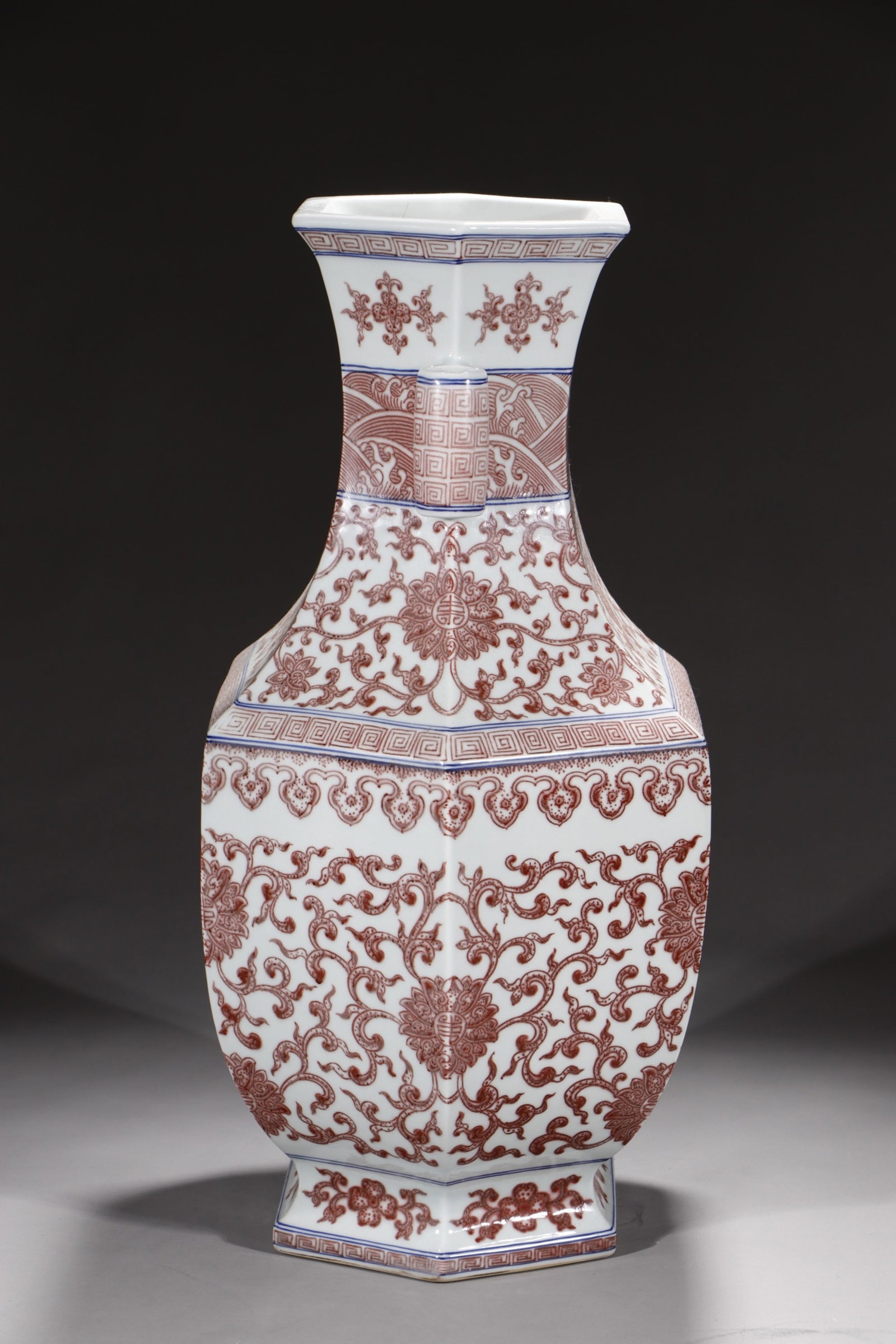 A Huge Underglaze-Red Lotus Pattern Double-Ears Vase - 6