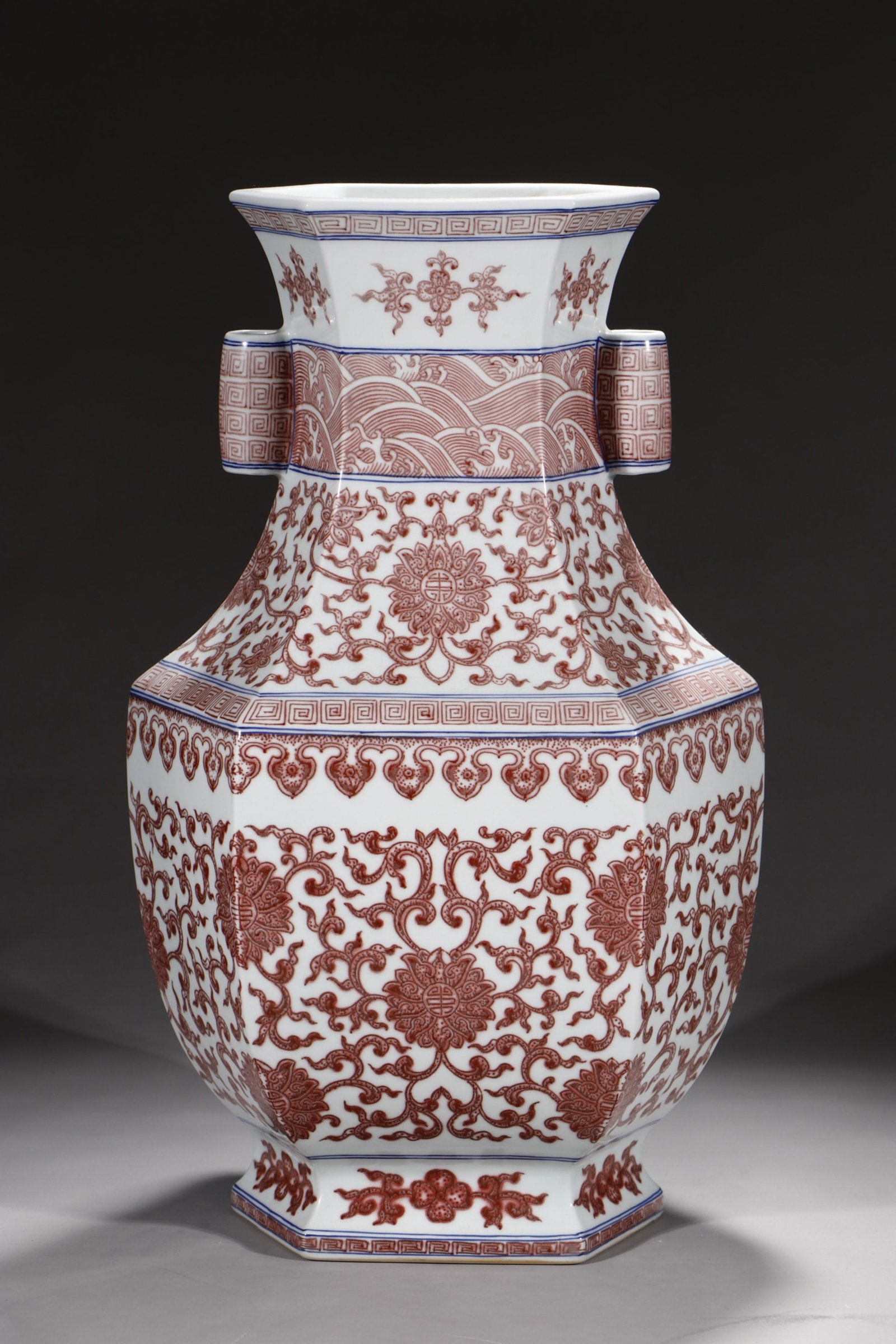 A Huge Underglaze-Red Lotus Pattern Double-Ears Vase - 7