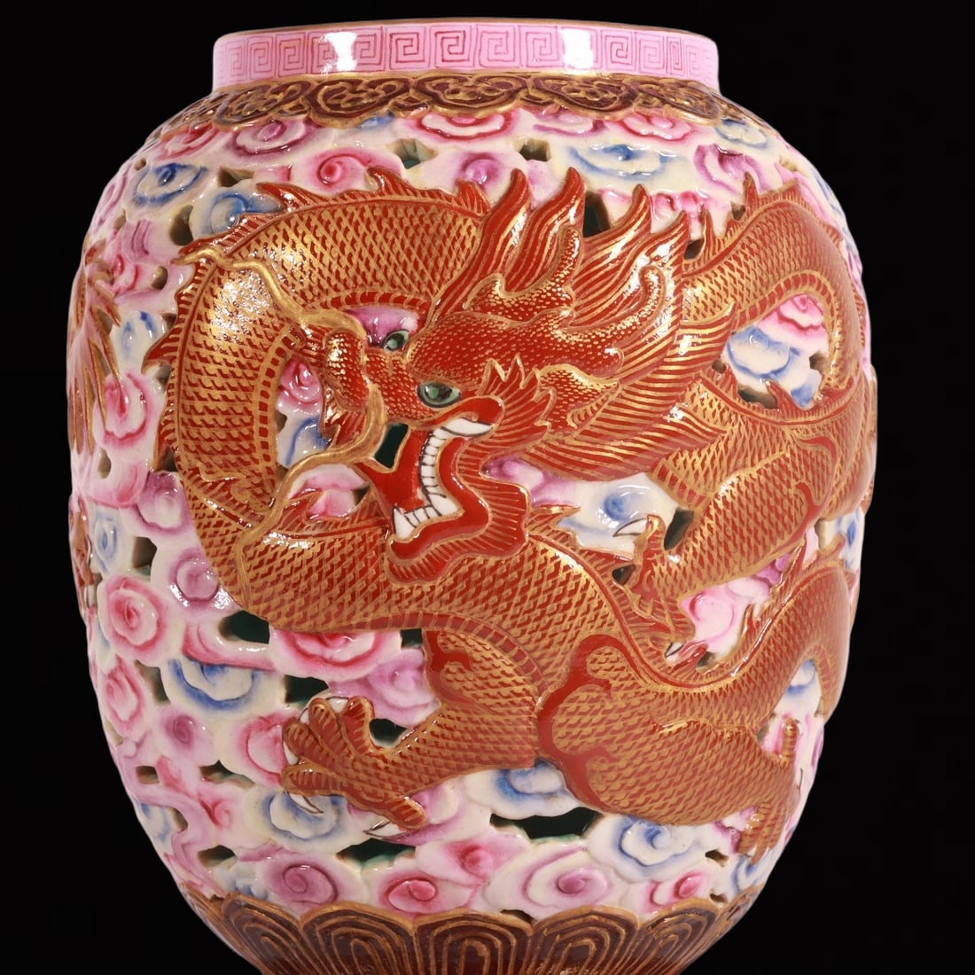 An Exquisite Enamel Auspicious Cloud and Dragon Pattern Candlestick - 2