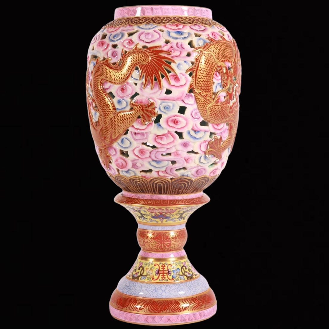 An Exquisite Enamel Auspicious Cloud and Dragon Pattern Candlestick - 6