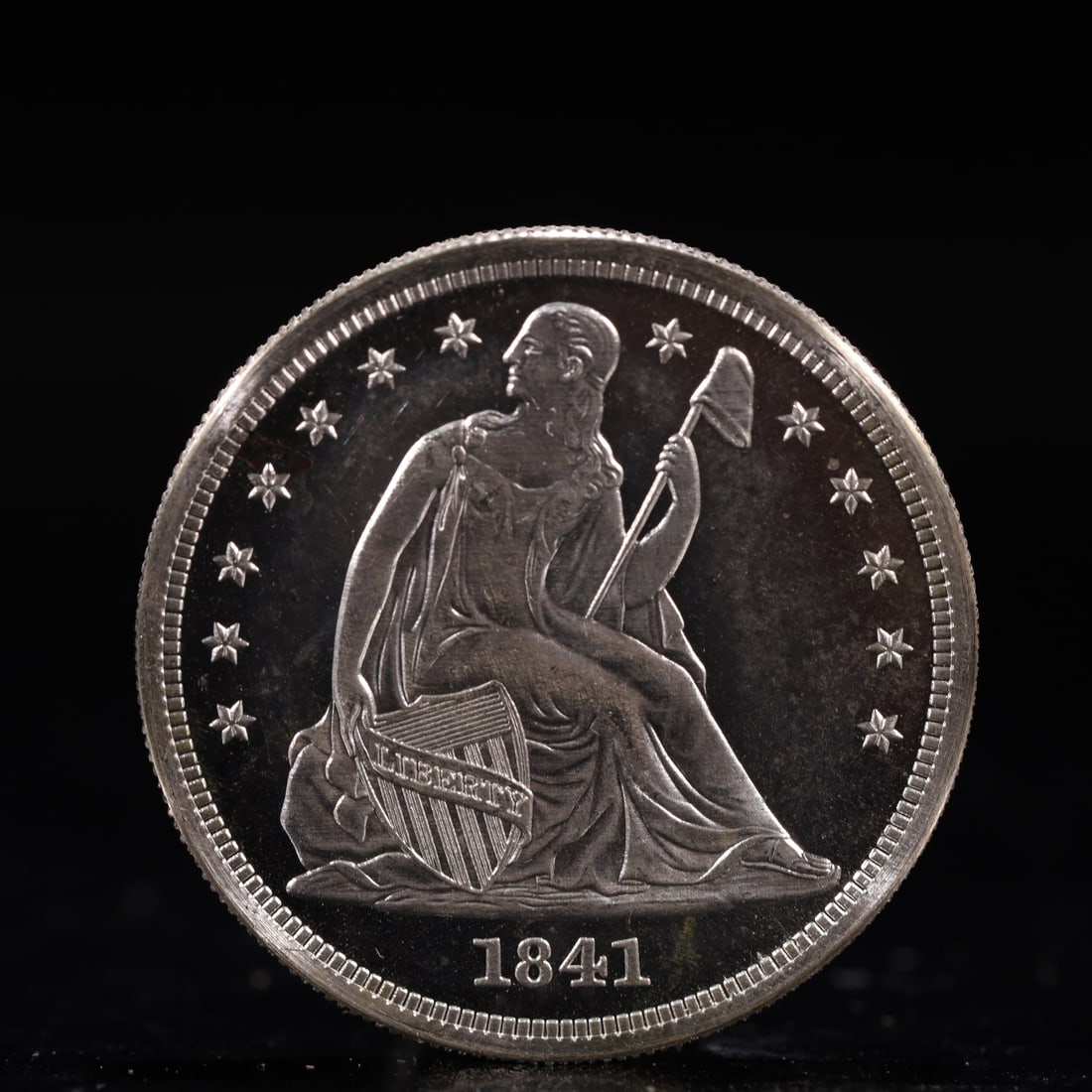 USA One Dollar 1841 Coin: American coin. IN GOD WE TRUST / LIBERTY / 1841 / UNITED STATES OF AMERICA / ONE DOL. Weight:26.9g.