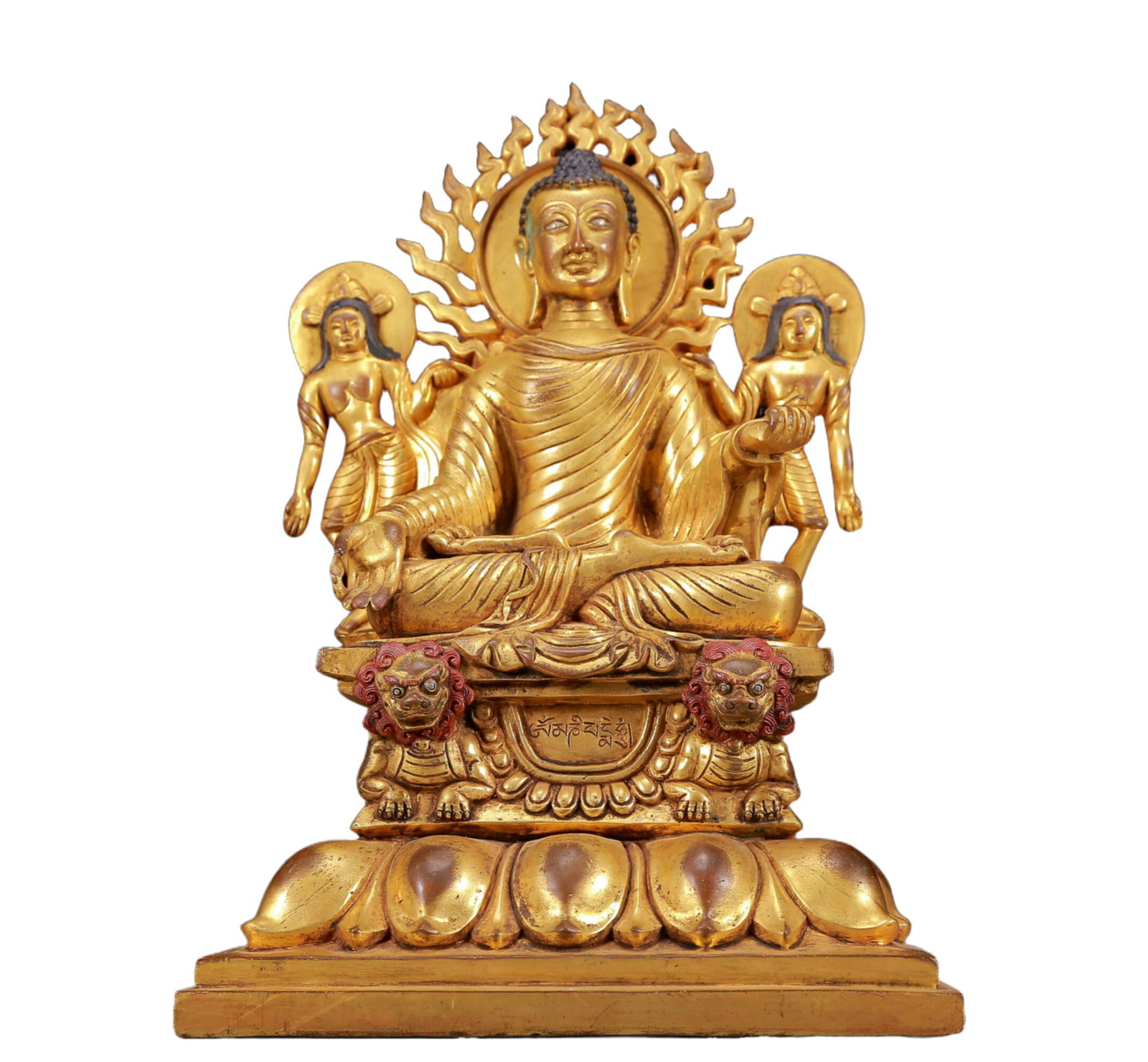 A Solemn Gilt Bronze Statue of Sakyamuni,With Inscription: A Solemn Gilt Bronze Statue of Sakyamuni,With Inscription,Ming Dynasty, China,Size:8.9inx5.7inx13.8in,Weight:8855g