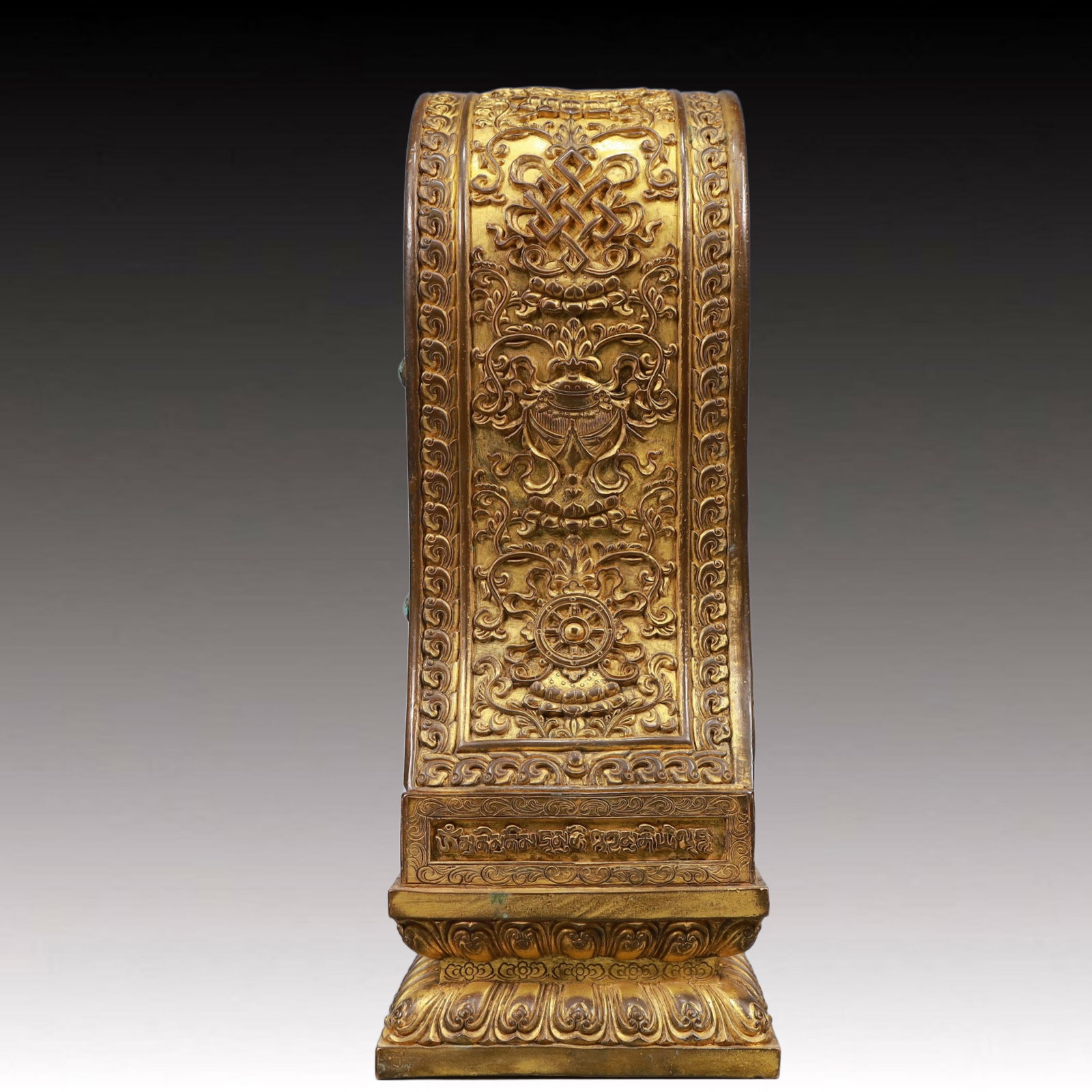 A Solemn Gilt Bronze Statue of Amitayus, Inlaid Gems, With Inscription - 5