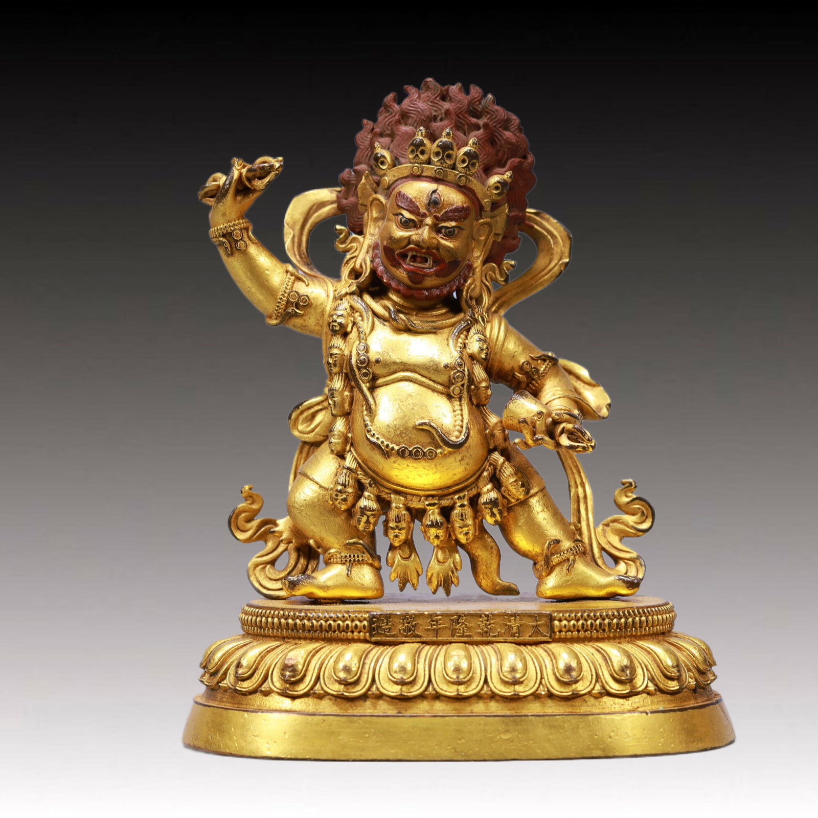 A Solemn Gilt Bronze Statue of Vajra: A Solemn Gilt Bronze Statue of Vajra,Qing Dynasty, China,Size:4.1inx2.6inx5.3inWeight:700g 铜鎏金金刚像,中国清代