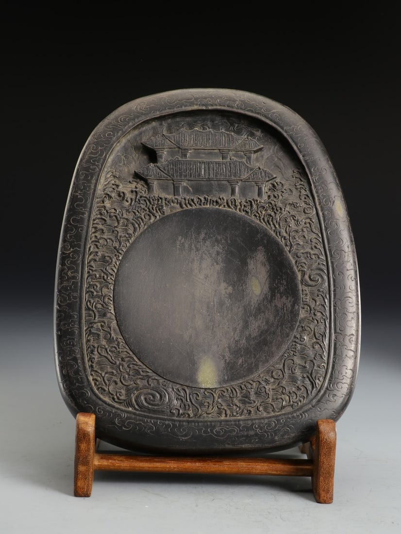 An Exquisite Landscape Pattern Inkstone,With Poem - 2