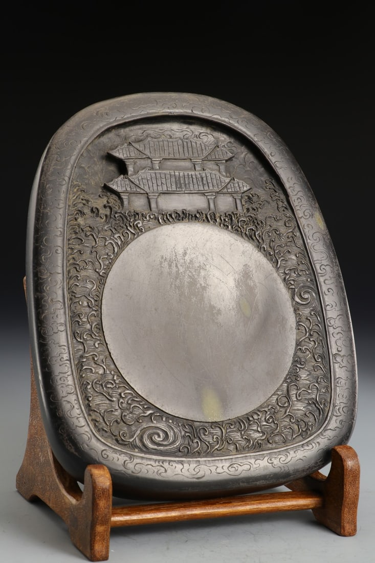 An Exquisite Landscape Pattern Inkstone,With Poem - 4