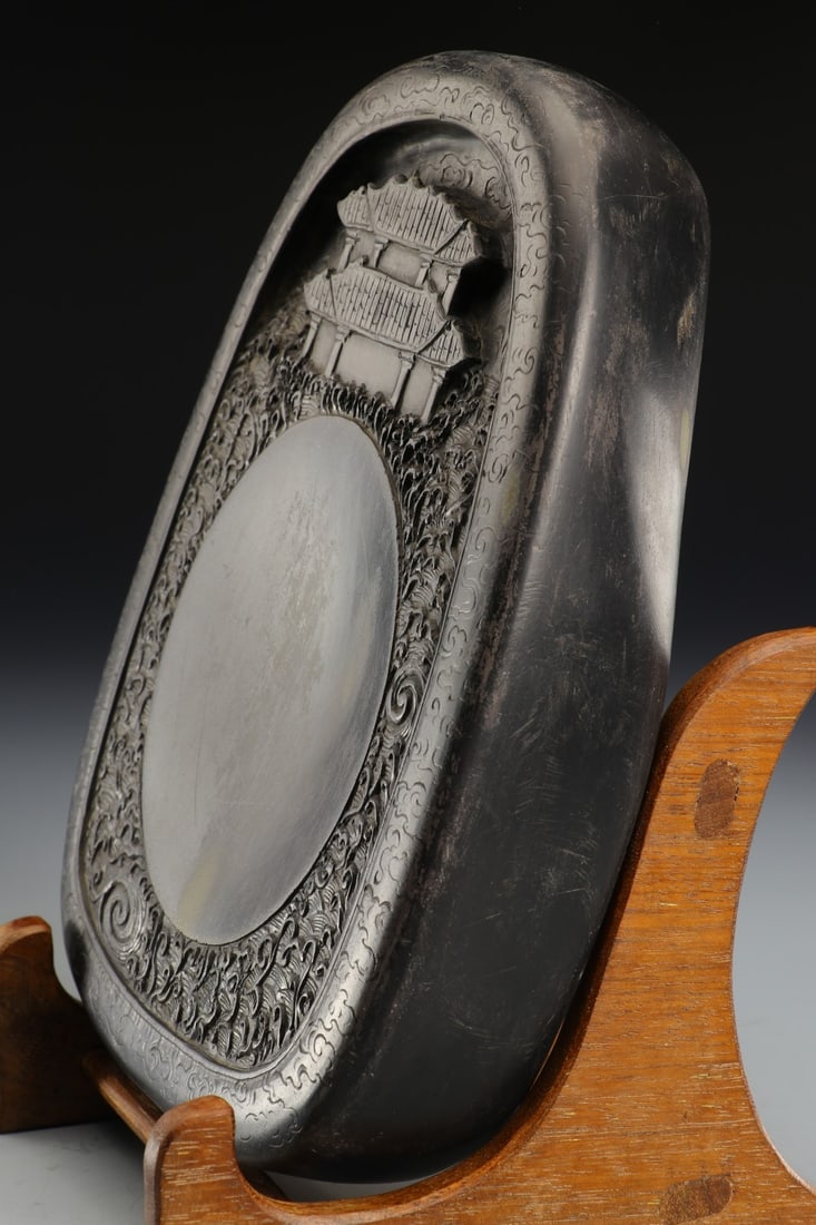An Exquisite Landscape Pattern Inkstone,With Poem - 9