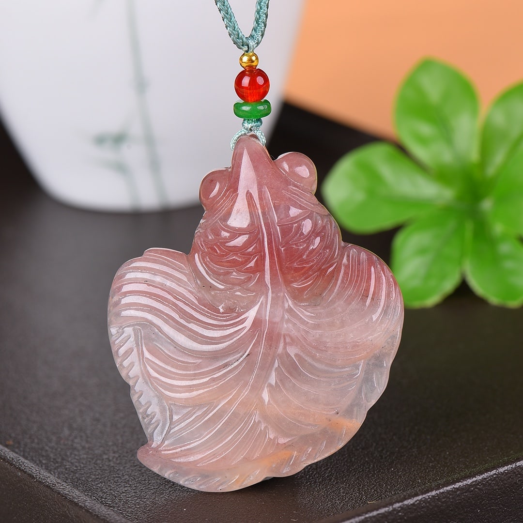 An Exquisite Red Jade Fish Pattern Pendant: An Exquisite Red Jade Fish Pattern Pendant,Size:1.9inx2.3in 红玉鱼纹挂件