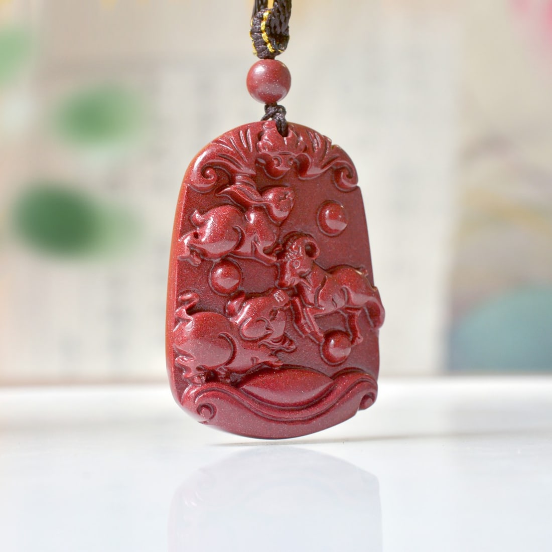 An Exquisite Cinnabar Animal Pattern Pendant - 4