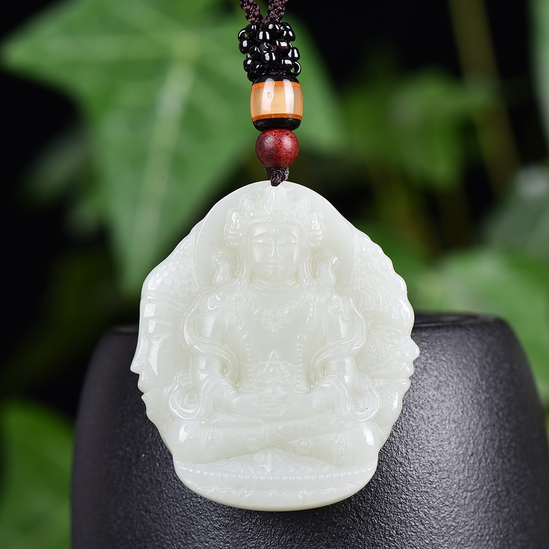 An Exquisite White Jade Buddha Pattern Pendant: An Exquisite White Jade Buddha Pattern Pendant,Size:1.7inx2in
