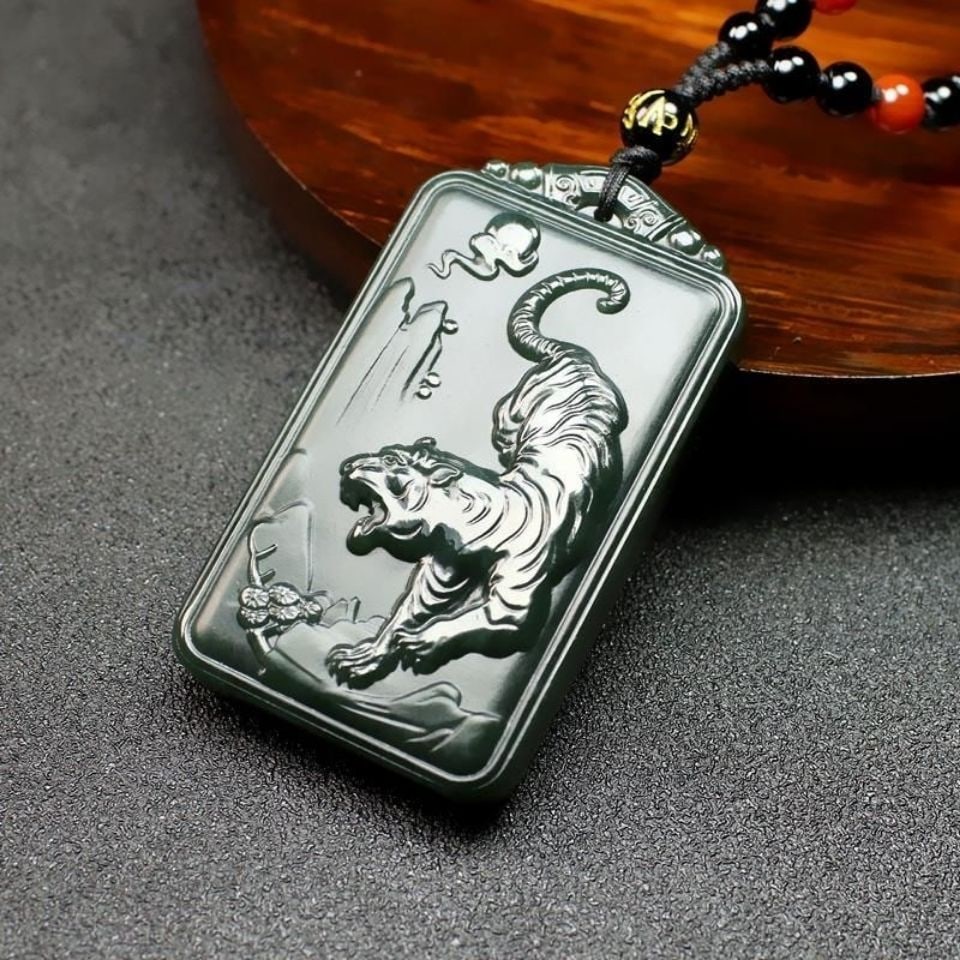 An Exquisite Cyan jade Tiger Pattern Pendant - 2