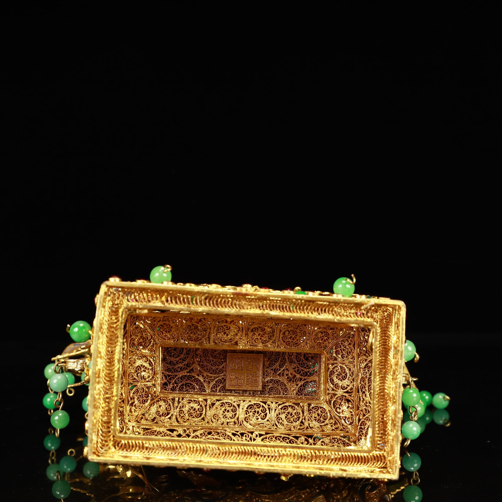 An Exquisite Filigree and Gilding Inlaid White Jade Phoenix Cup,Inlaid Gems - 15
