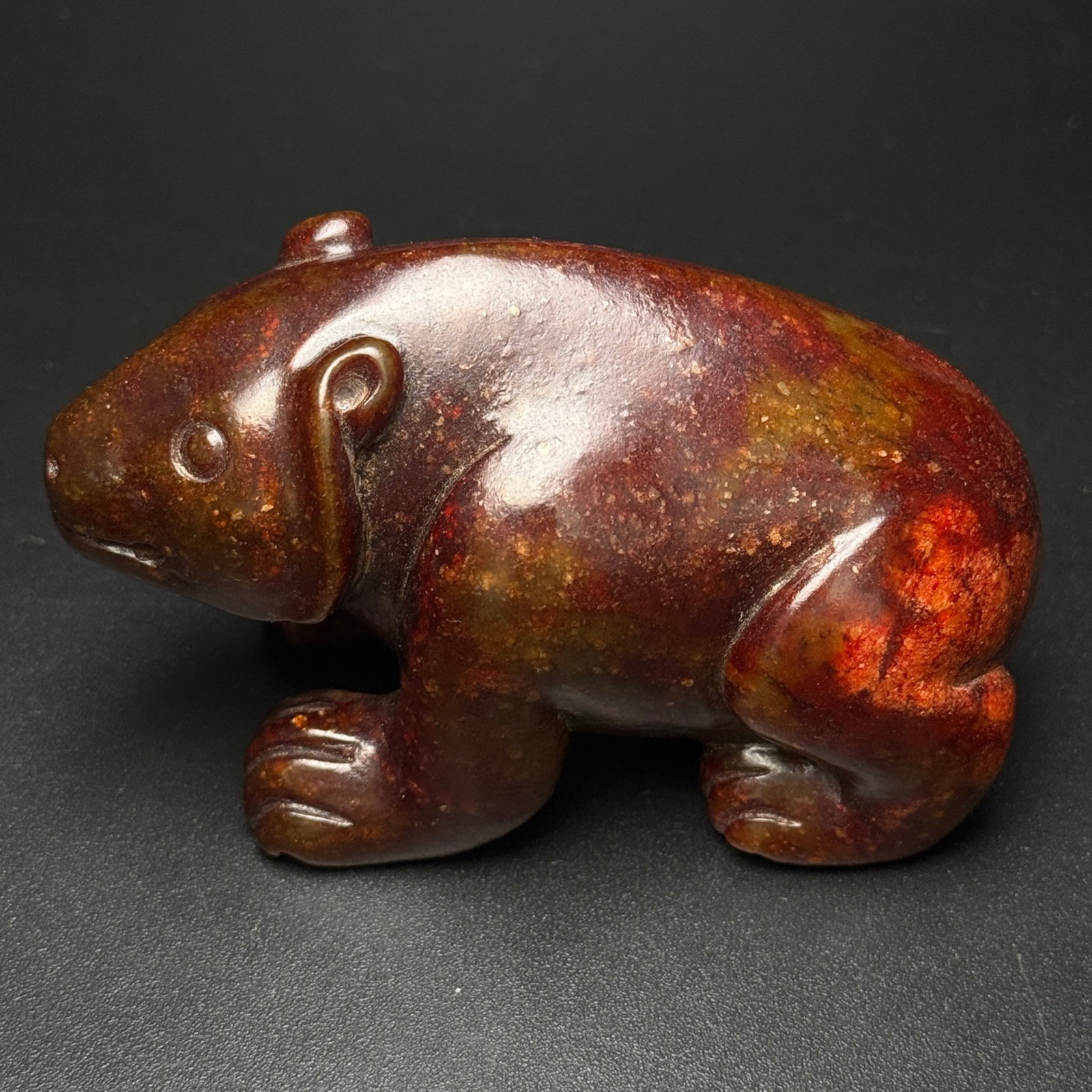 An Exquisite White Jade Bear Ornament: Estimated Value:360-800 An Exquisite White Jade Bear Ornament,Qing Dynasty,China,Size:101mmx58mmx50mm,Weight:391g 白玉熊摆件,中国清代