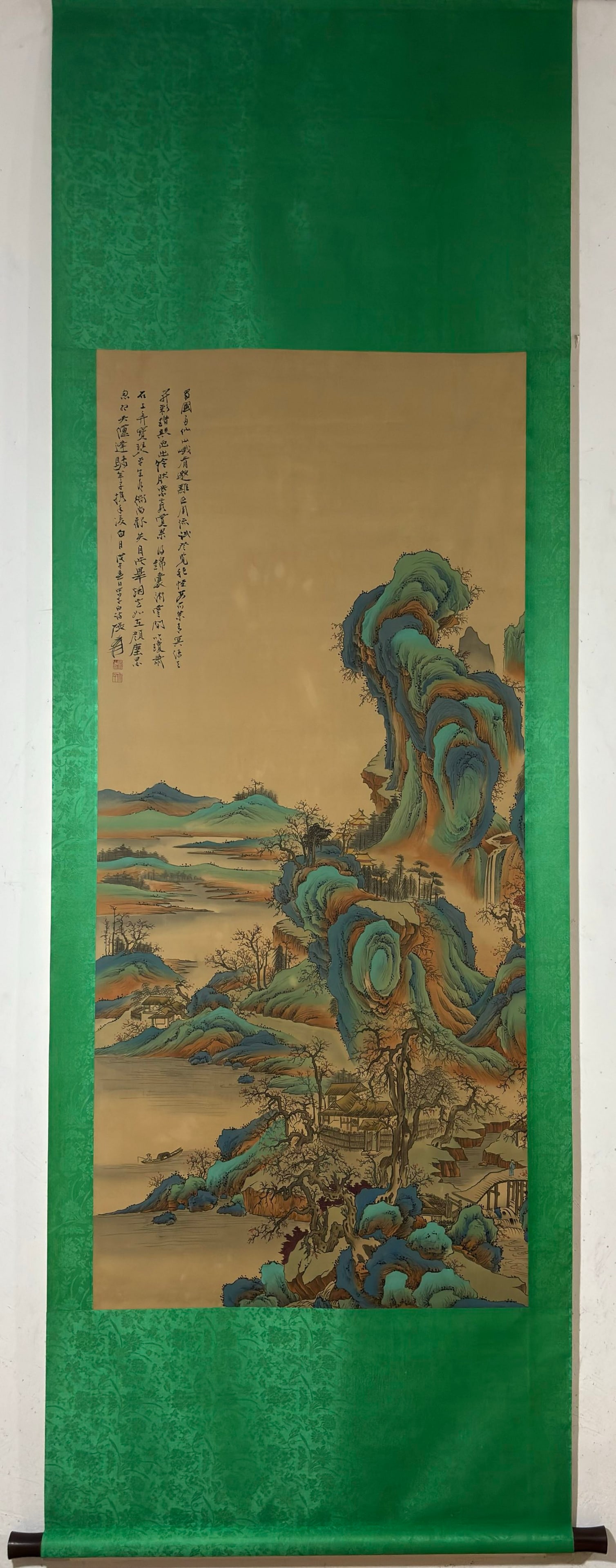 A Chinese Vertical Scroll Ink Painting of Landscape on Silk,Zhang Daqian: Estimated Value:2000-4000 A Chinese Vertical Scroll Ink Painting of Landscape on Silk,Zhang Daqian,Size:(Without frame)55.5inx25.2in