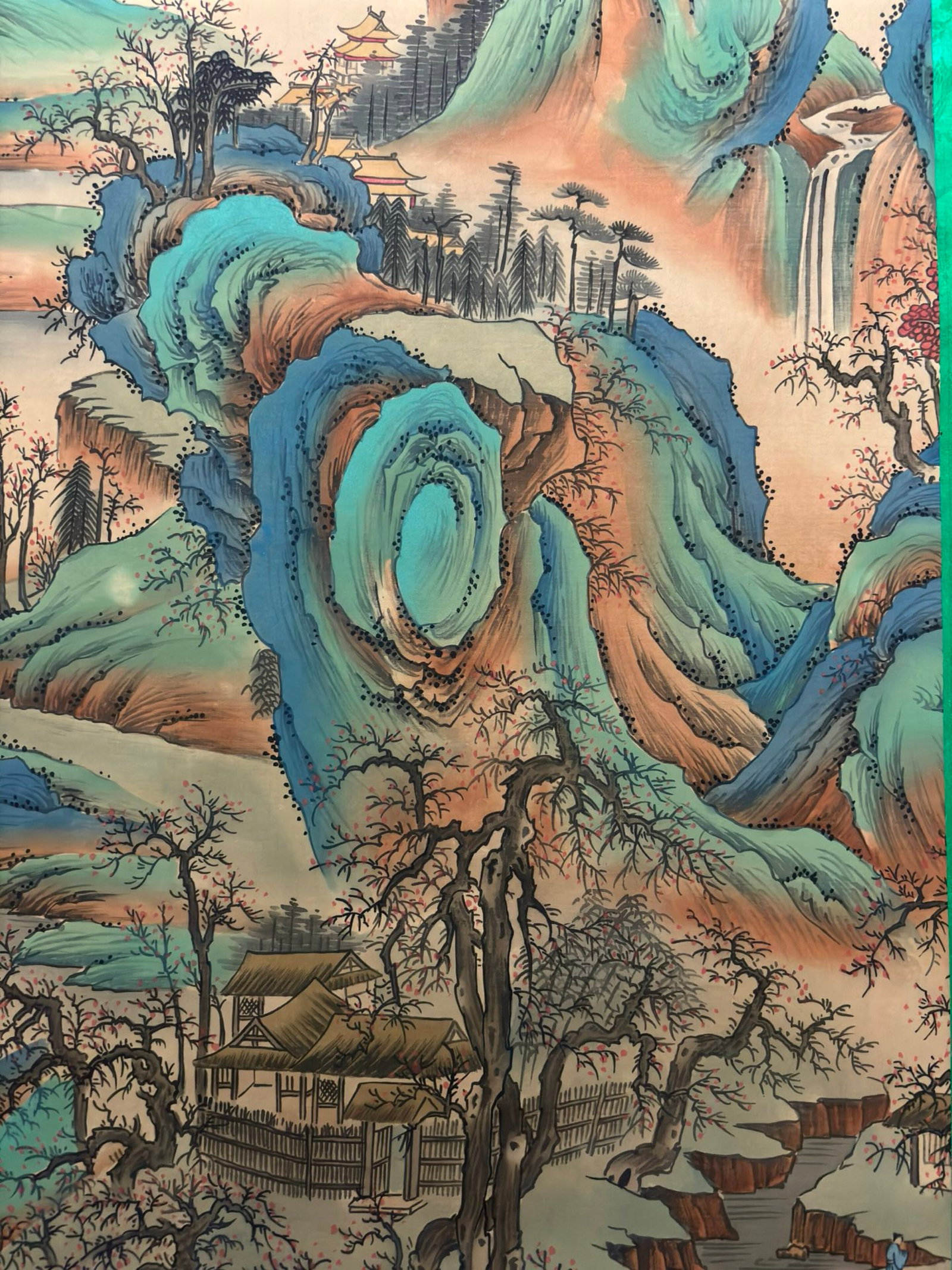 A Chinese Vertical Scroll Ink Painting of Landscape on Silk,Zhang Daqian - 6
