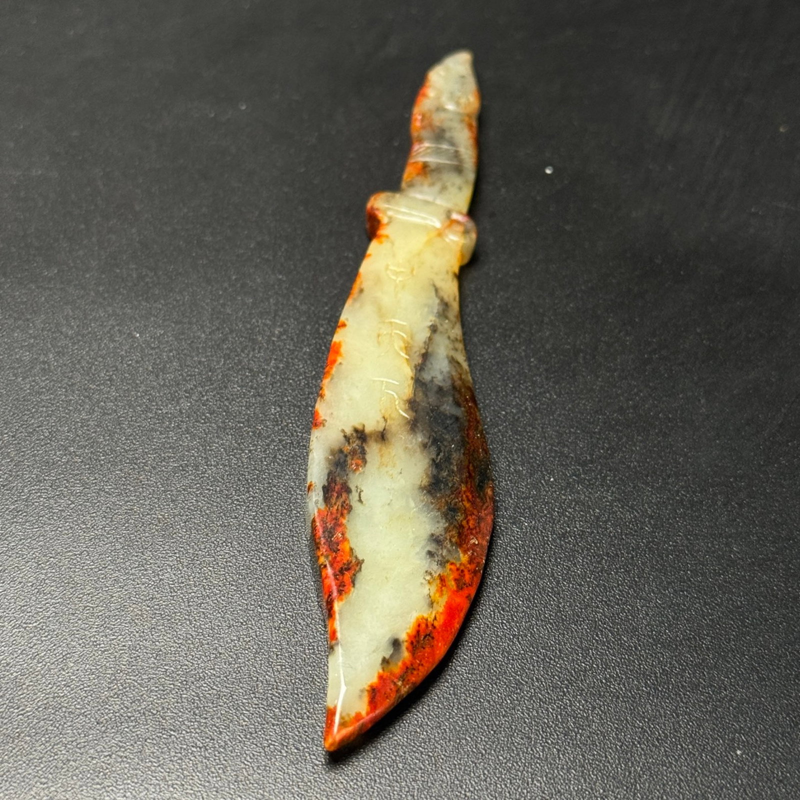 An Exquisite White Jade Dragon-head Dagger,With Inscription - 6