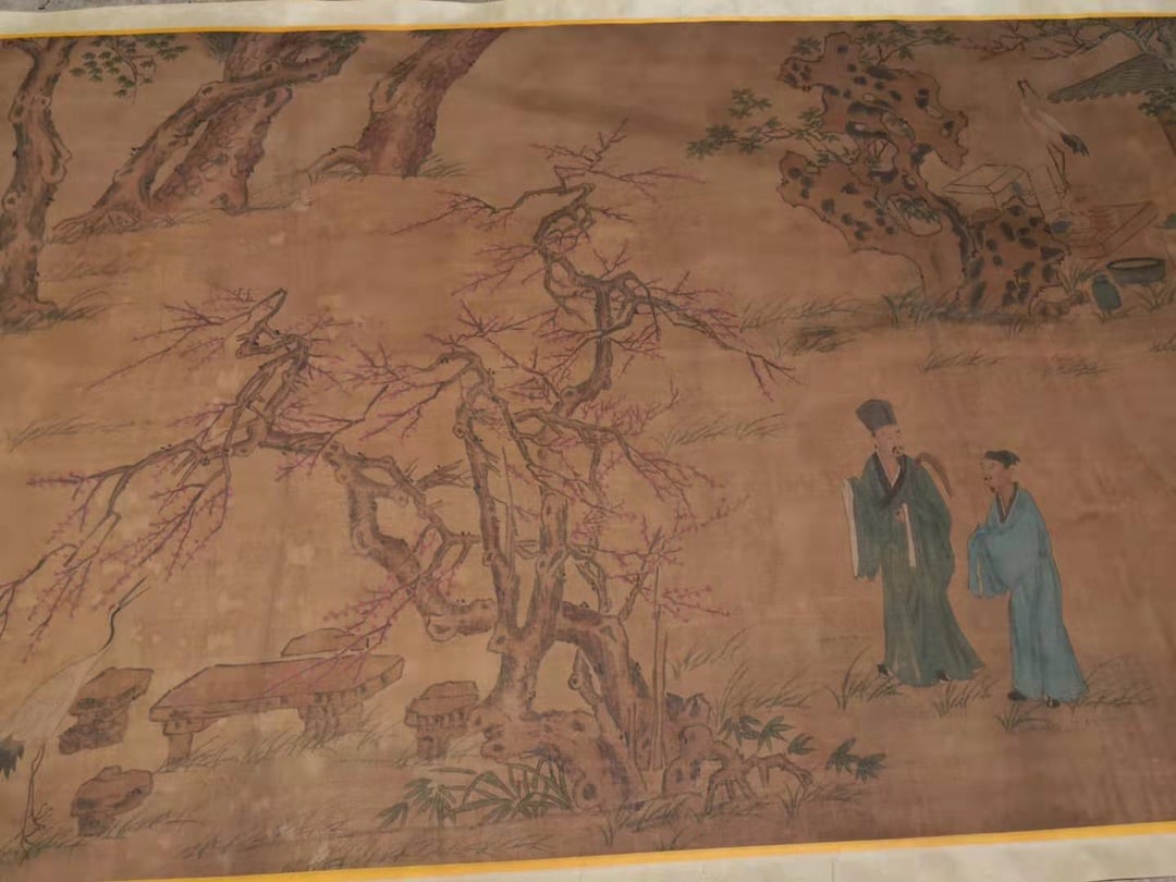 A Chinese Hand Scroll Ink Painting of Character and Story on Silk,Li Gonglin - 10