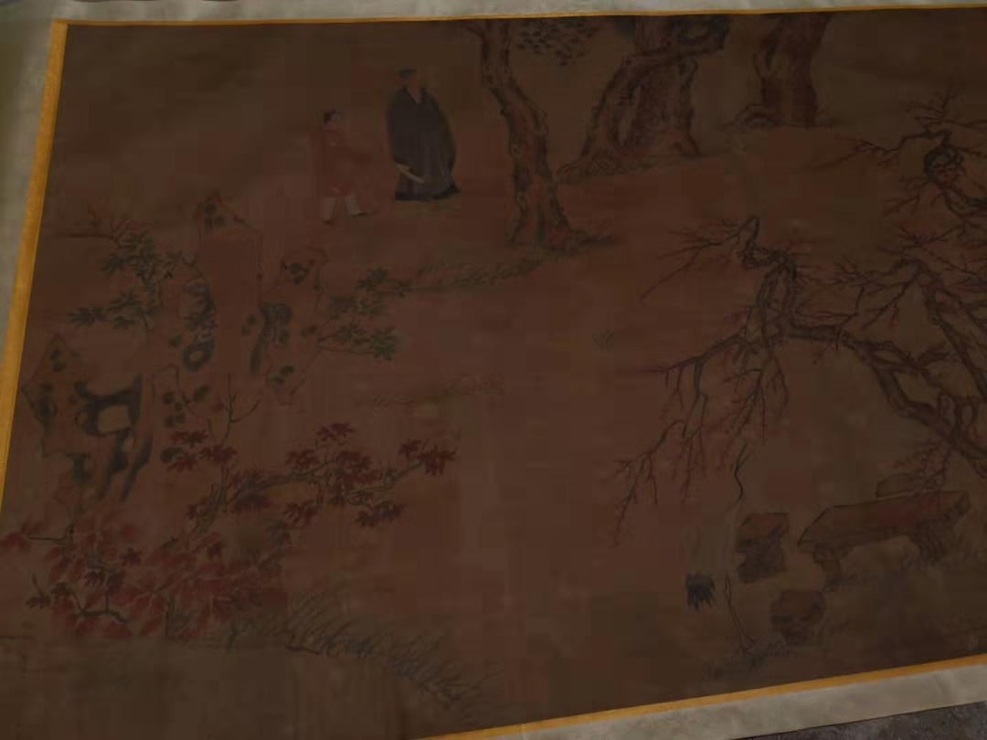 A Chinese Hand Scroll Ink Painting of Character and Story on Silk,Li Gonglin - 12