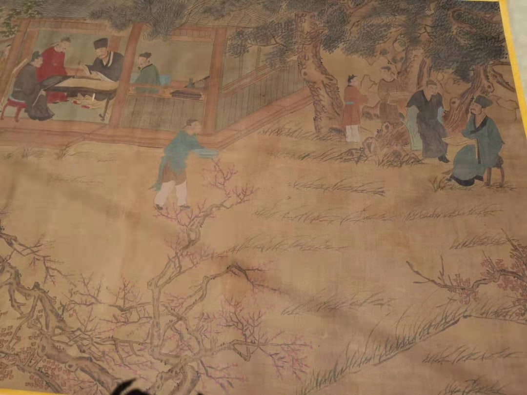 A Chinese Hand Scroll Ink Painting of Character and Story on Silk,Li Gonglin - 5