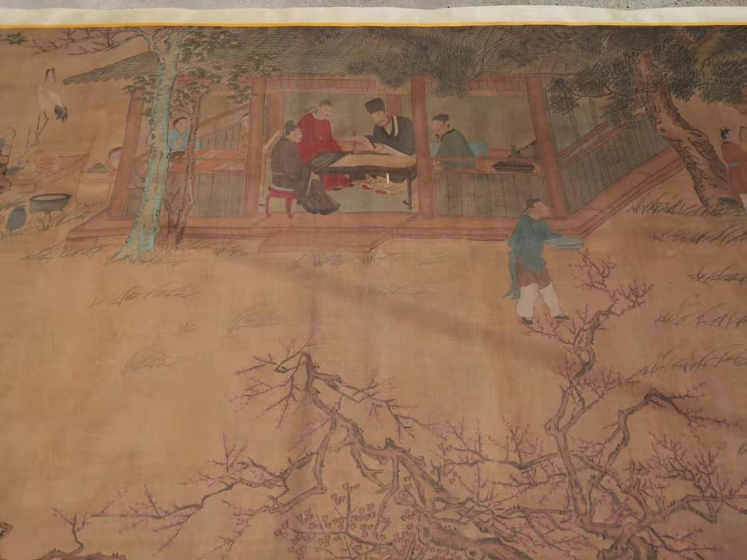 A Chinese Hand Scroll Ink Painting of Character and Story on Silk,Li Gonglin - 7