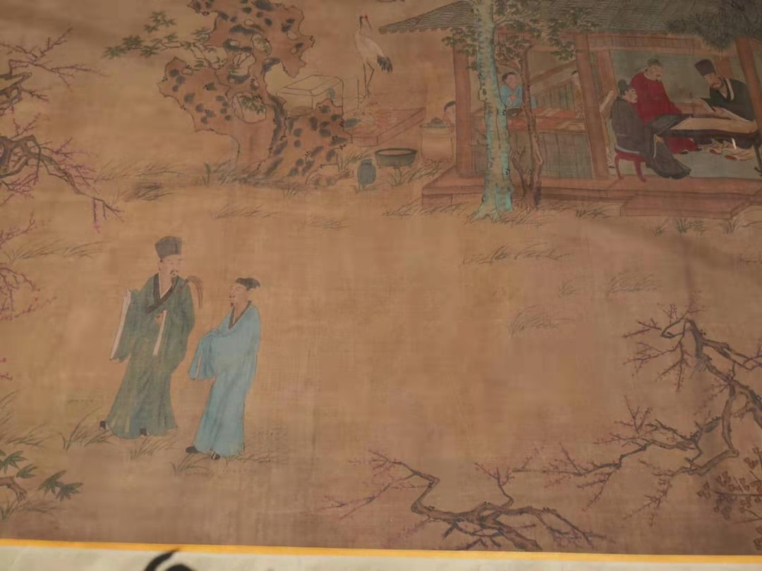 A Chinese Hand Scroll Ink Painting of Character and Story on Silk,Li Gonglin - 8