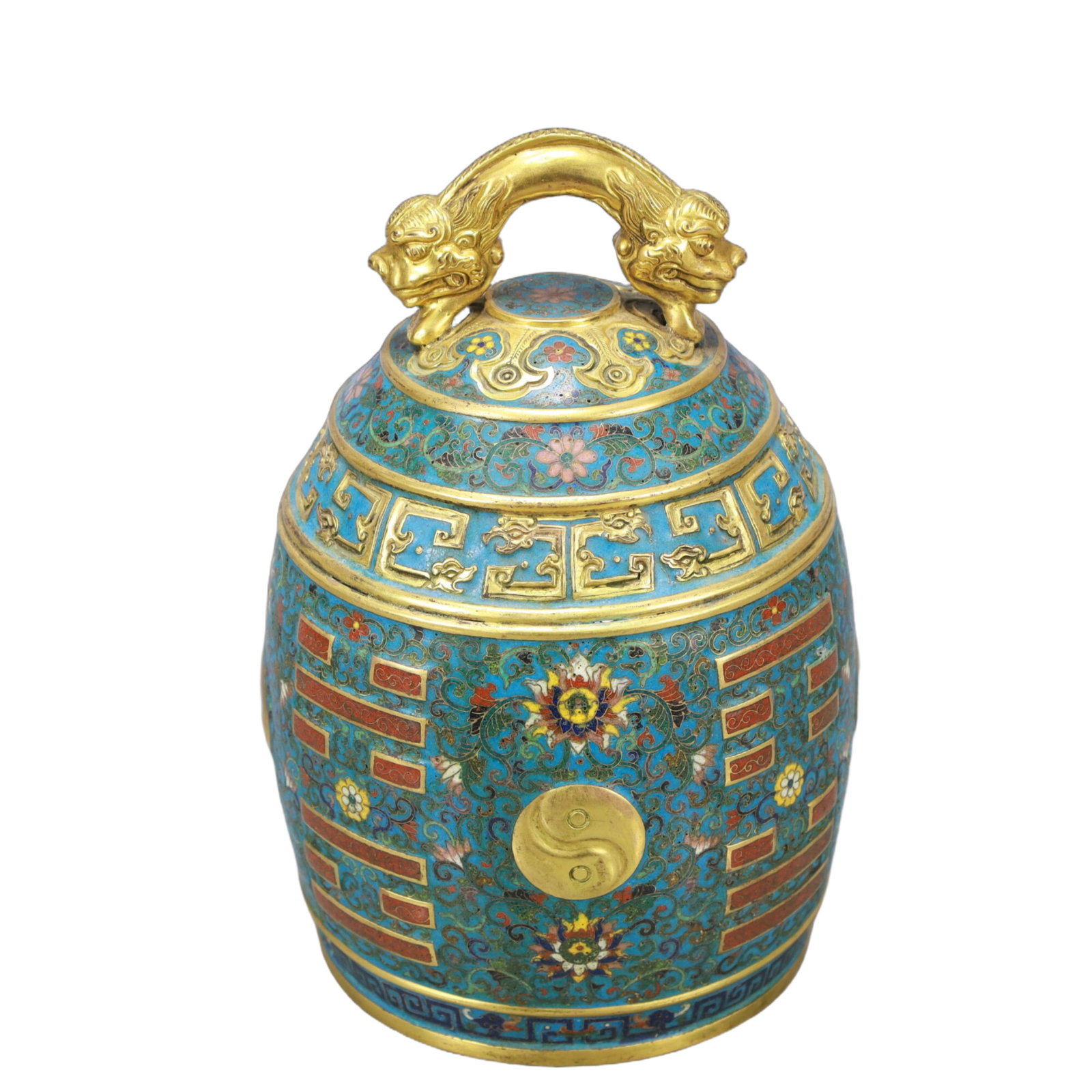 An Exquisite Cloisonne Lotus and Trigram Pattern Chime - 2