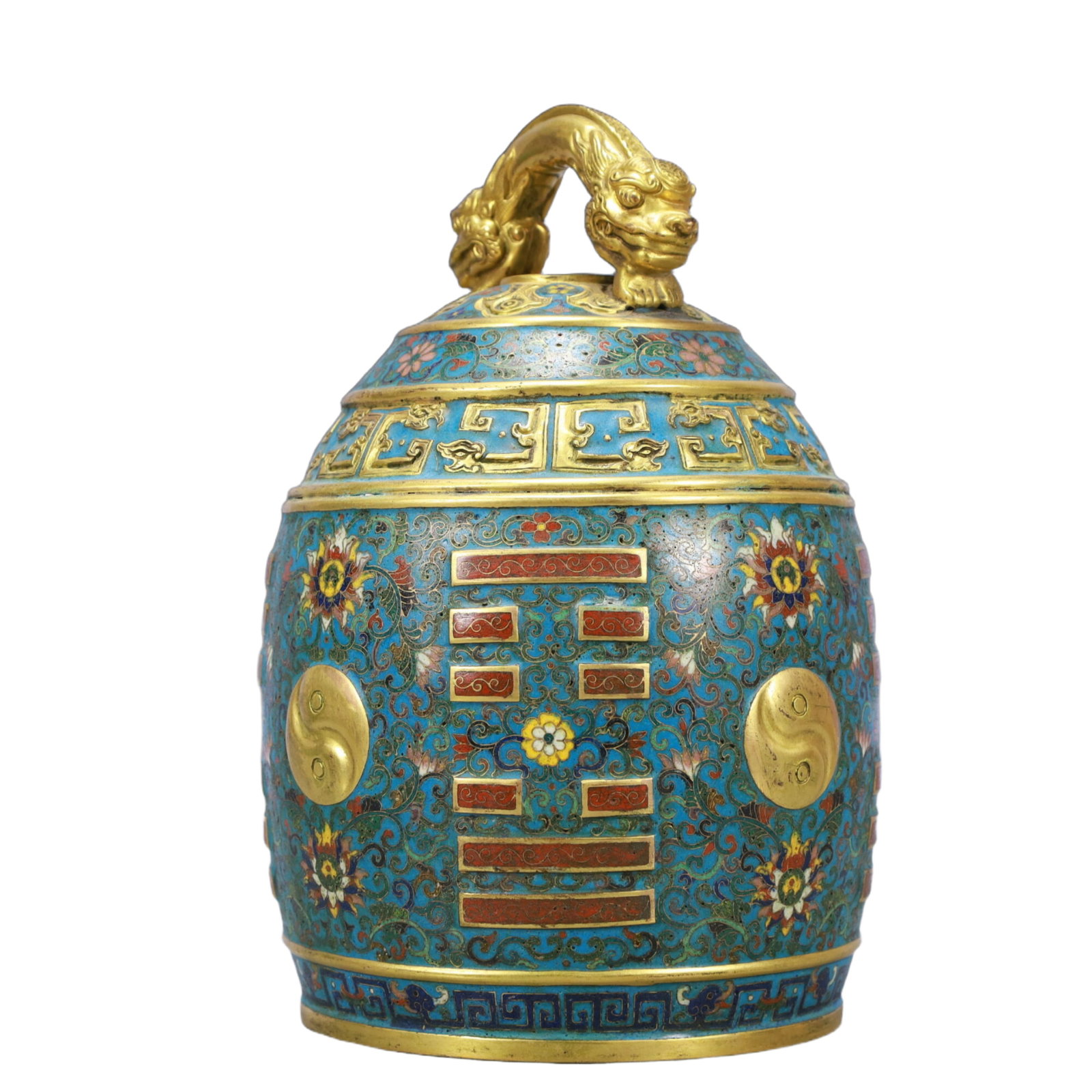An Exquisite Cloisonne Lotus and Trigram Pattern Chime - 3