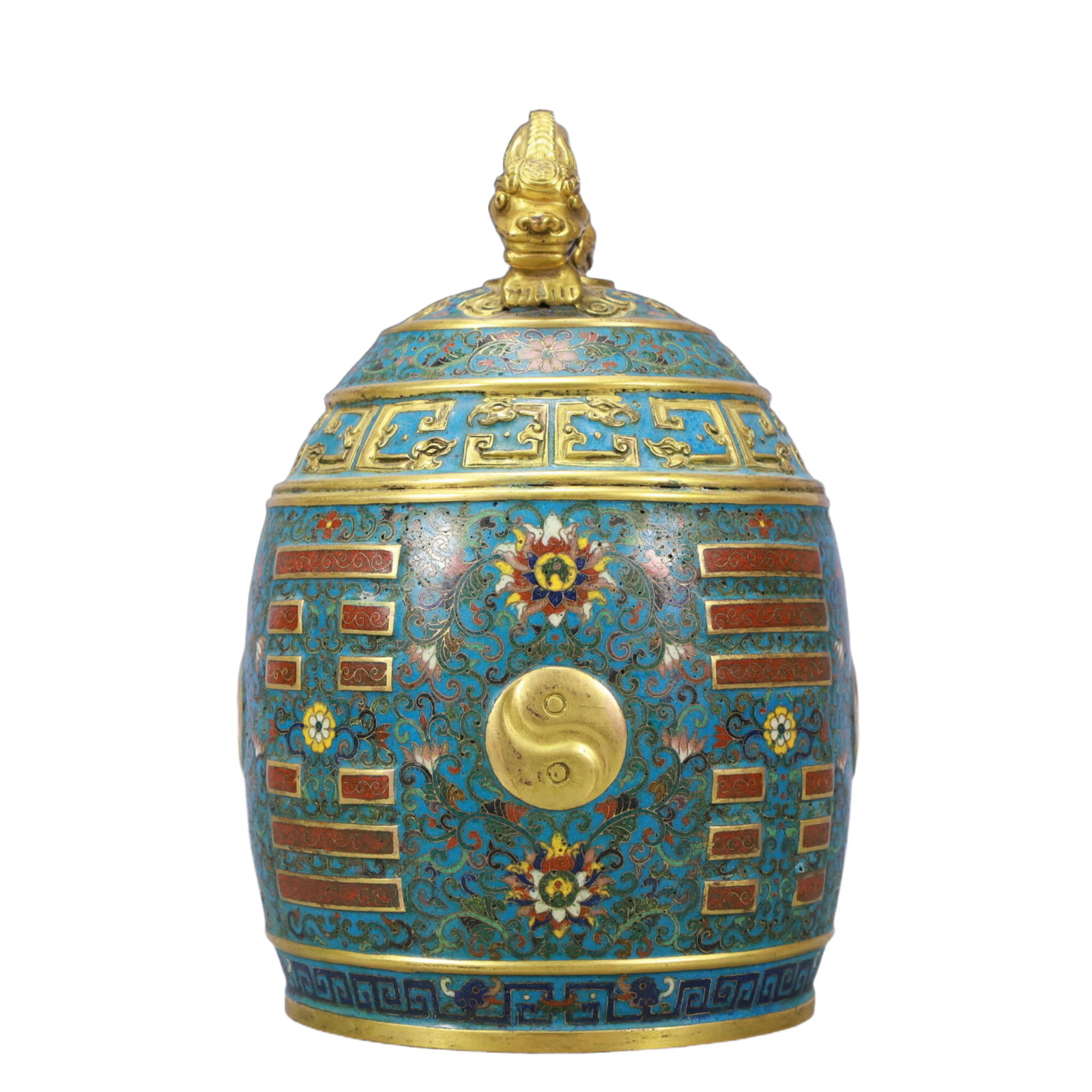 An Exquisite Cloisonne Lotus and Trigram Pattern Chime - 4