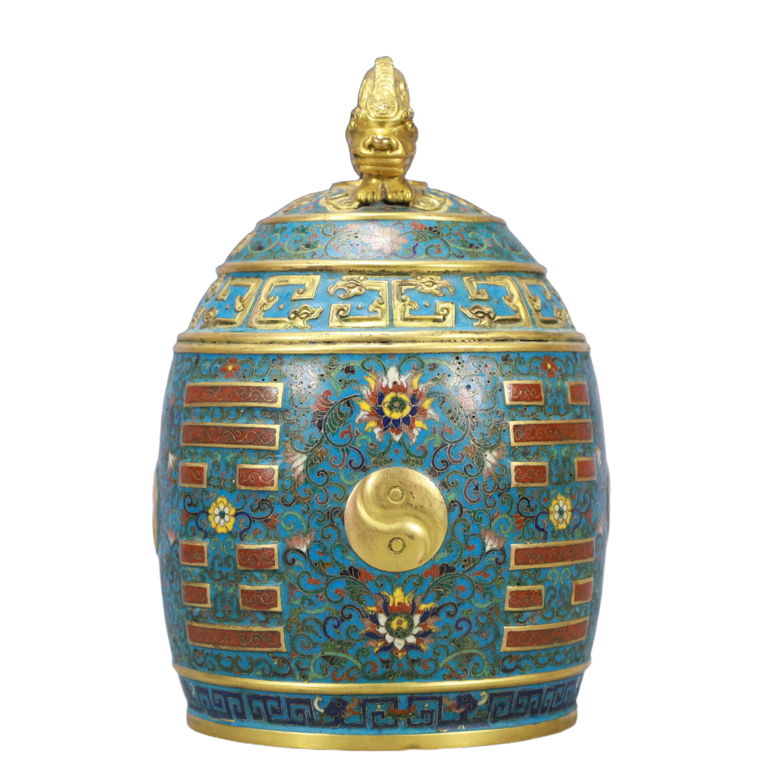 An Exquisite Cloisonne Lotus and Trigram Pattern Chime - 8
