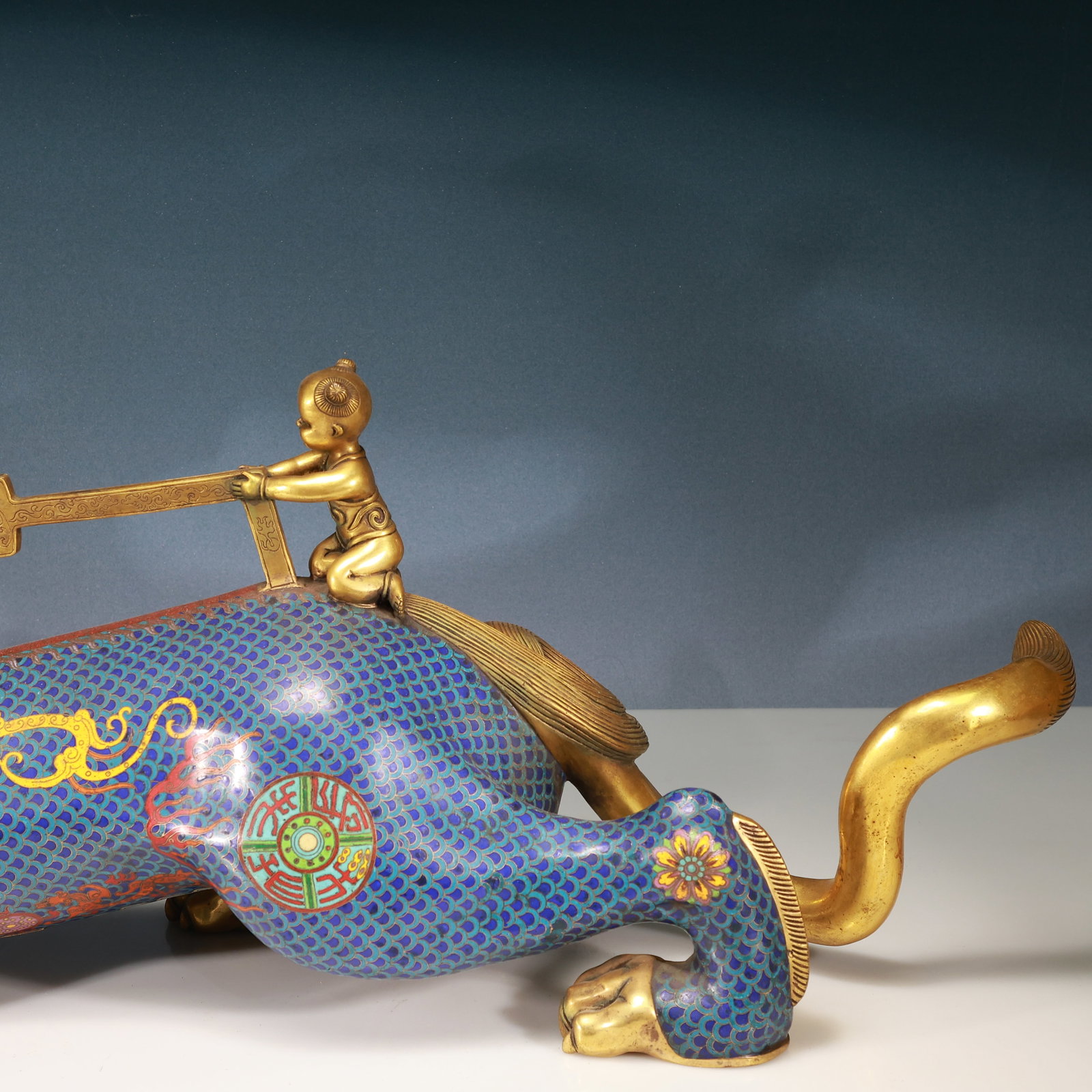 A Huge Cloisonne Figure and Dragon Pattern Dragon Ornament - 11