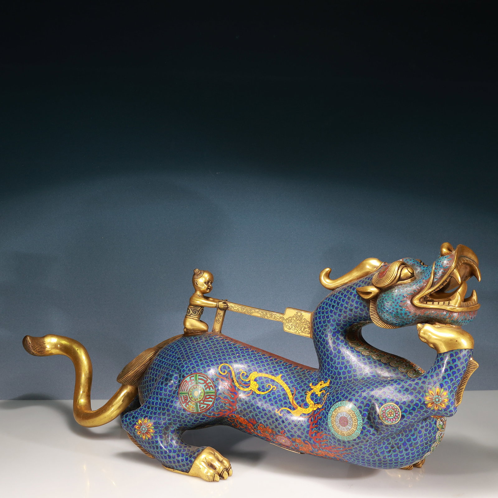 A Huge Cloisonne Figure and Dragon Pattern Dragon Ornament - 5