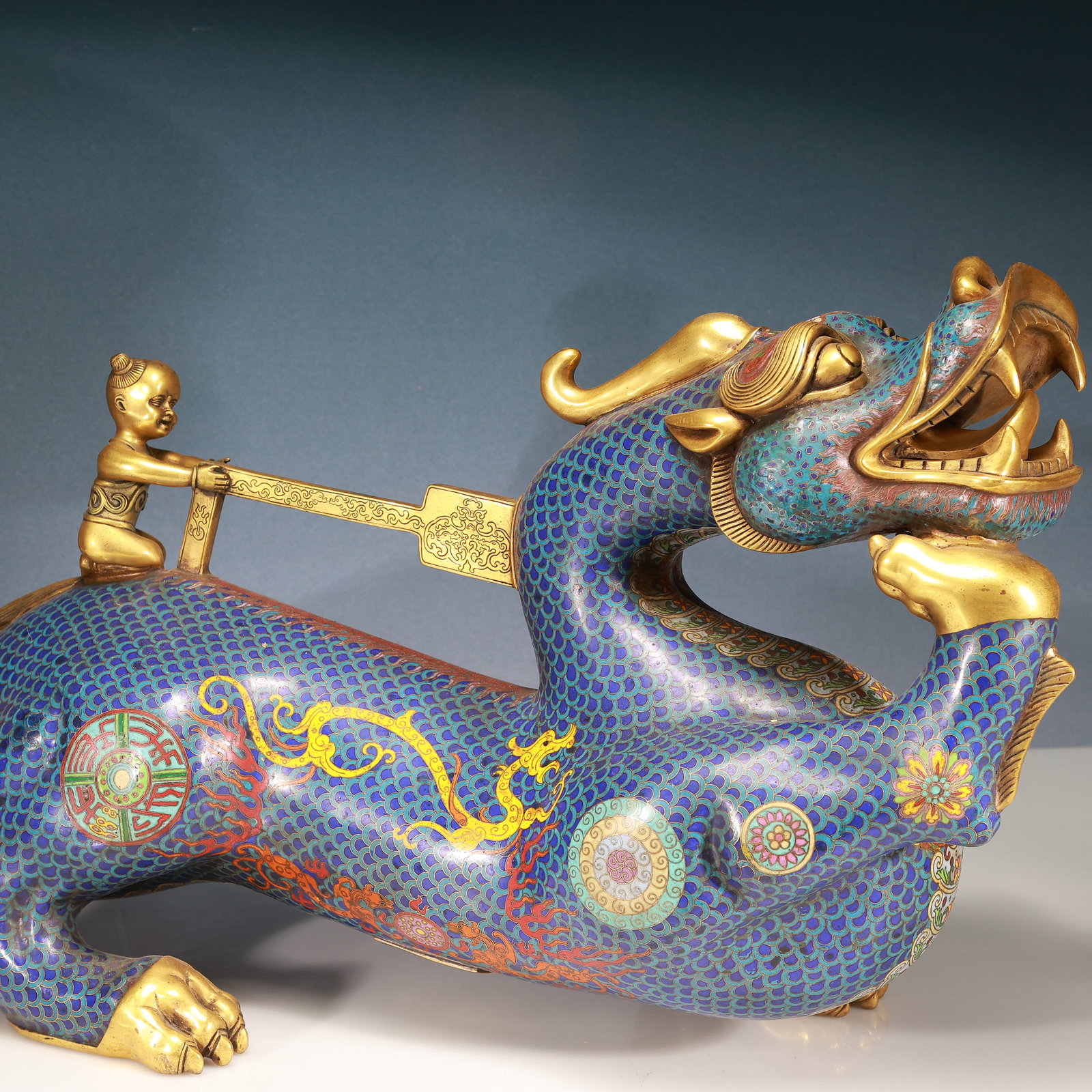 A Huge Cloisonne Figure and Dragon Pattern Dragon Ornament - 6