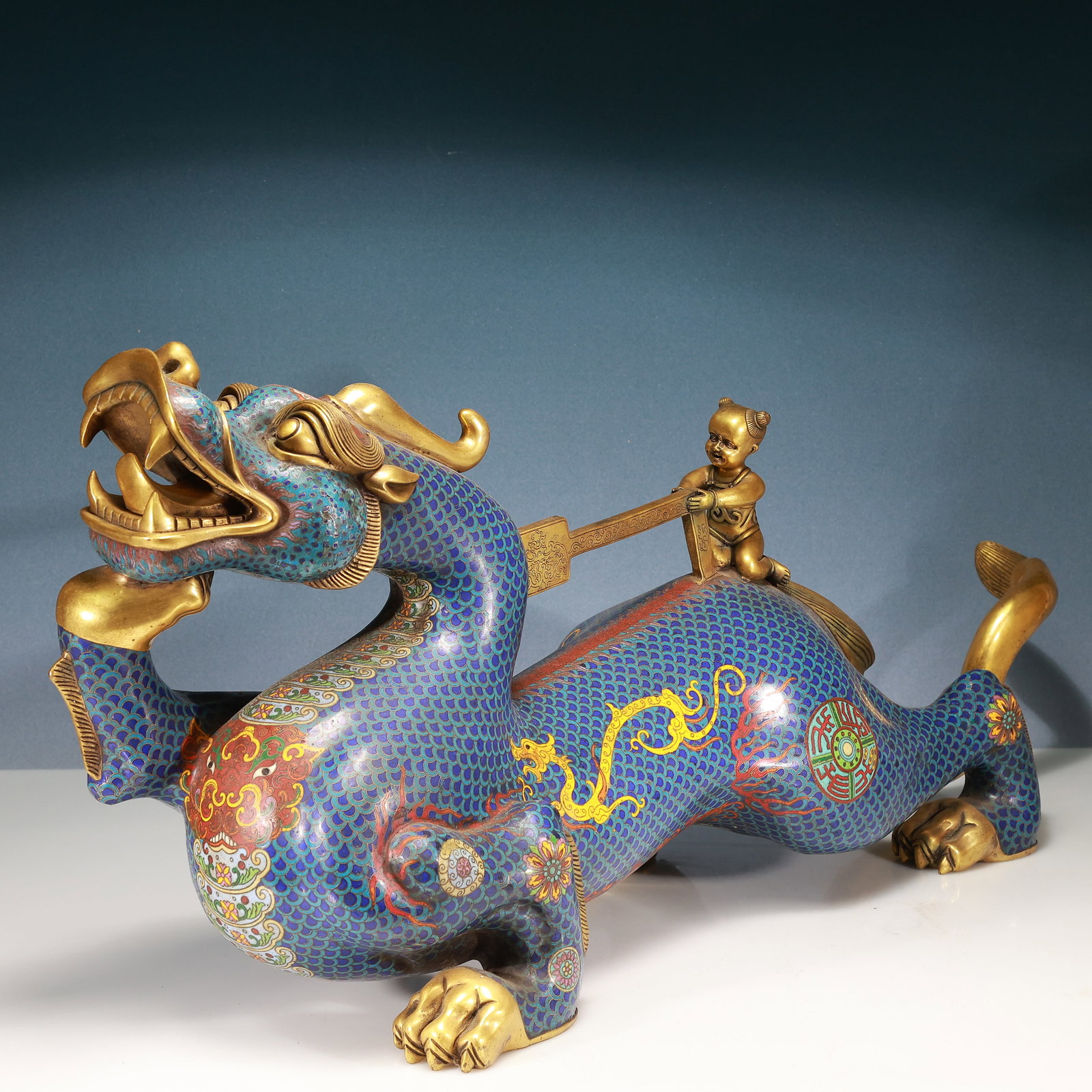 A Huge Cloisonne Figure and Dragon Pattern Dragon Ornament - 7