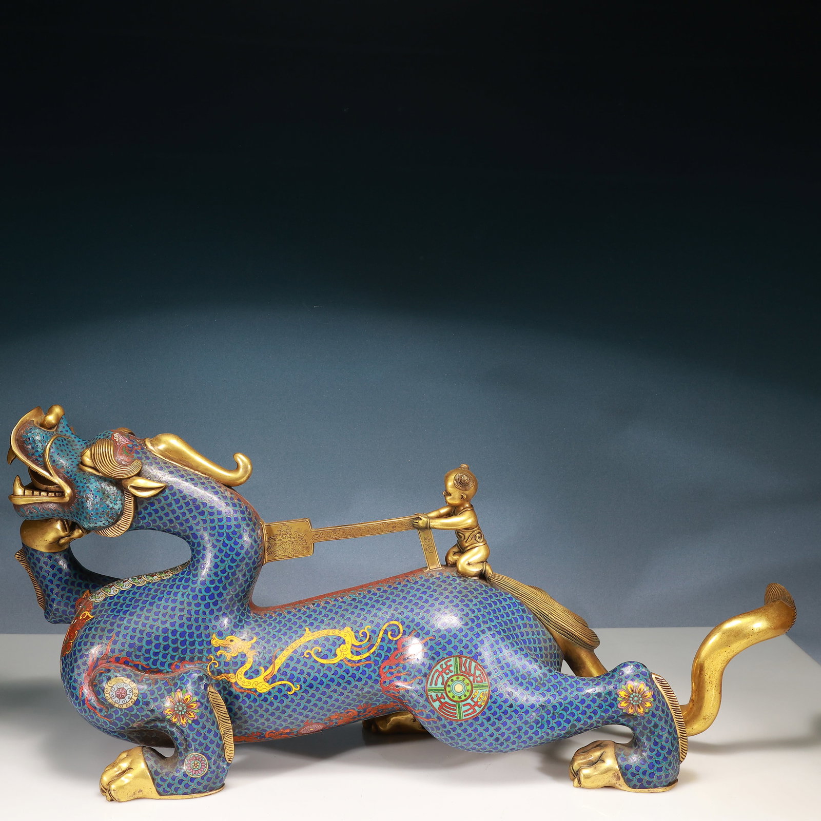 A Huge Cloisonne Figure and Dragon Pattern Dragon Ornament - 9