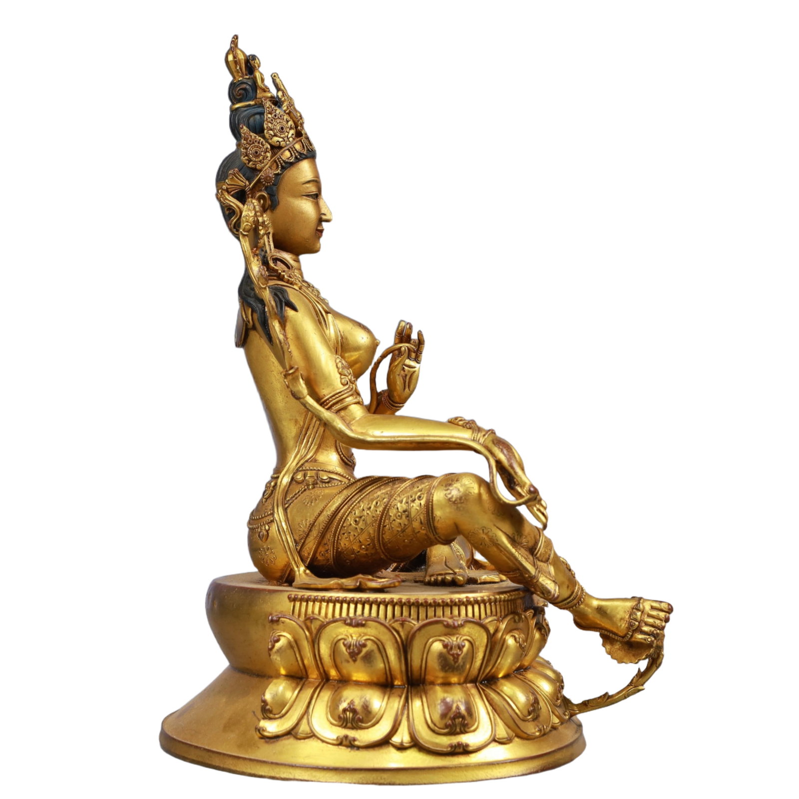 A Solemn Gilt Bronze Statue of Tara - 10