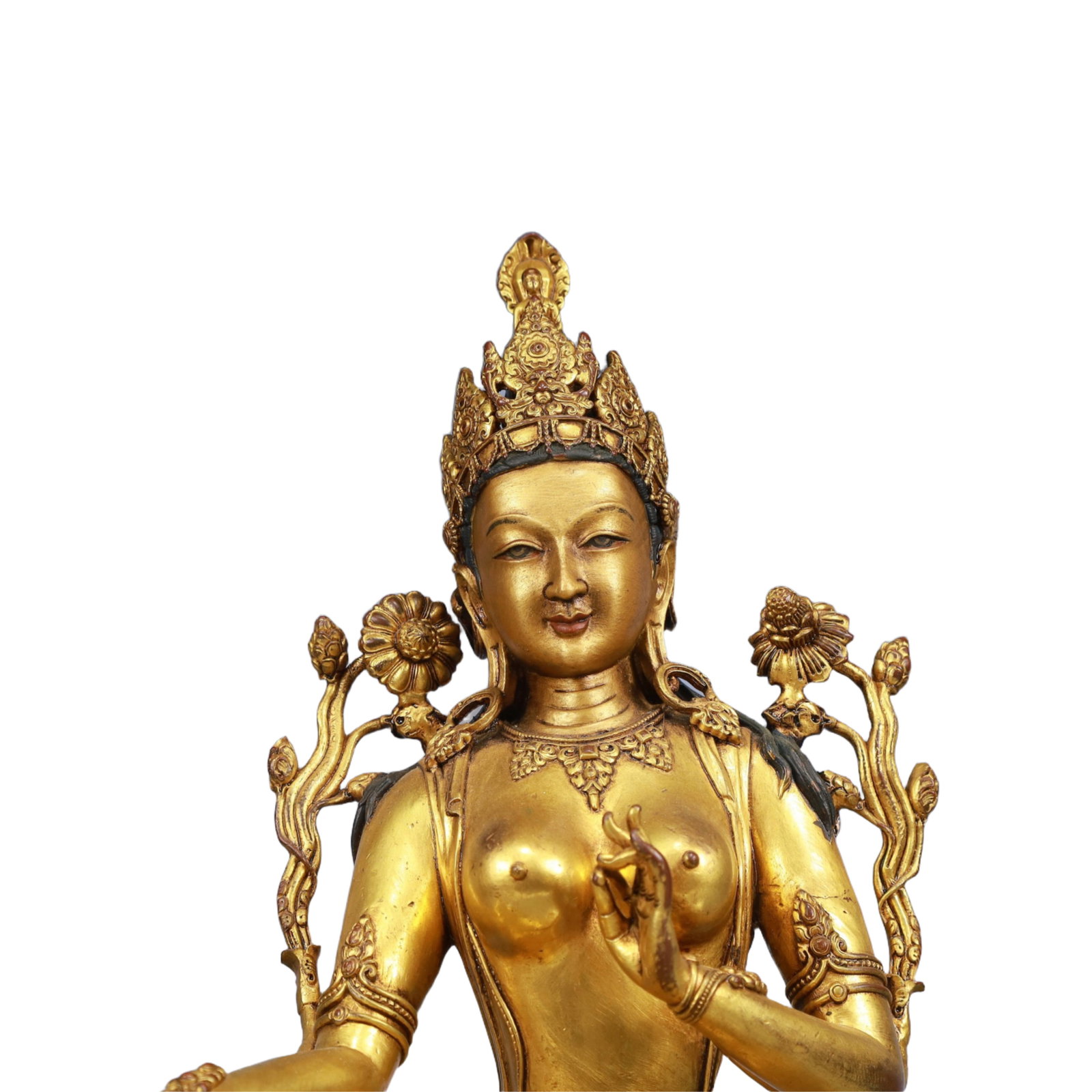 A Solemn Gilt Bronze Statue of Tara - 2