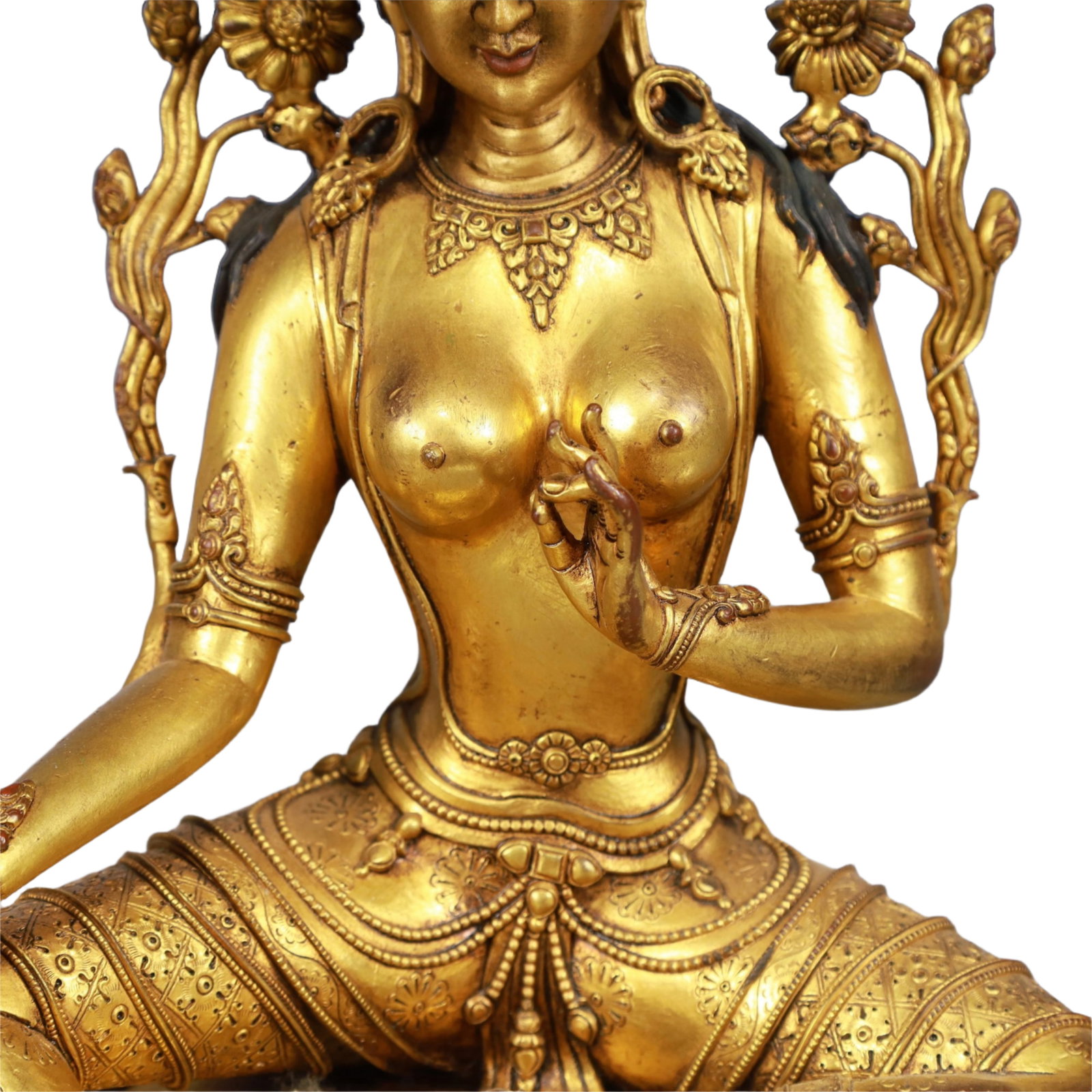 A Solemn Gilt Bronze Statue of Tara - 3