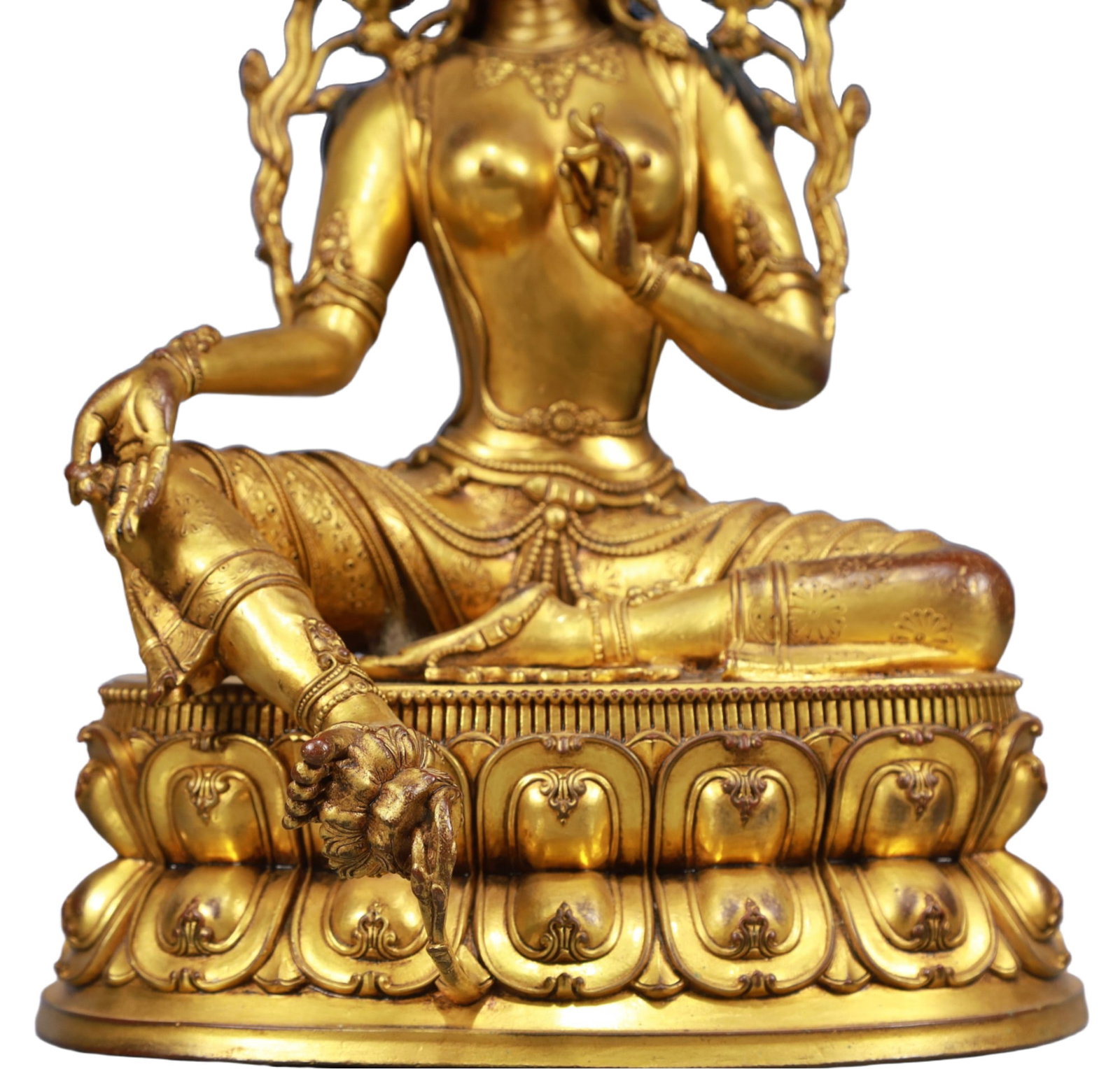 A Solemn Gilt Bronze Statue of Tara - 5