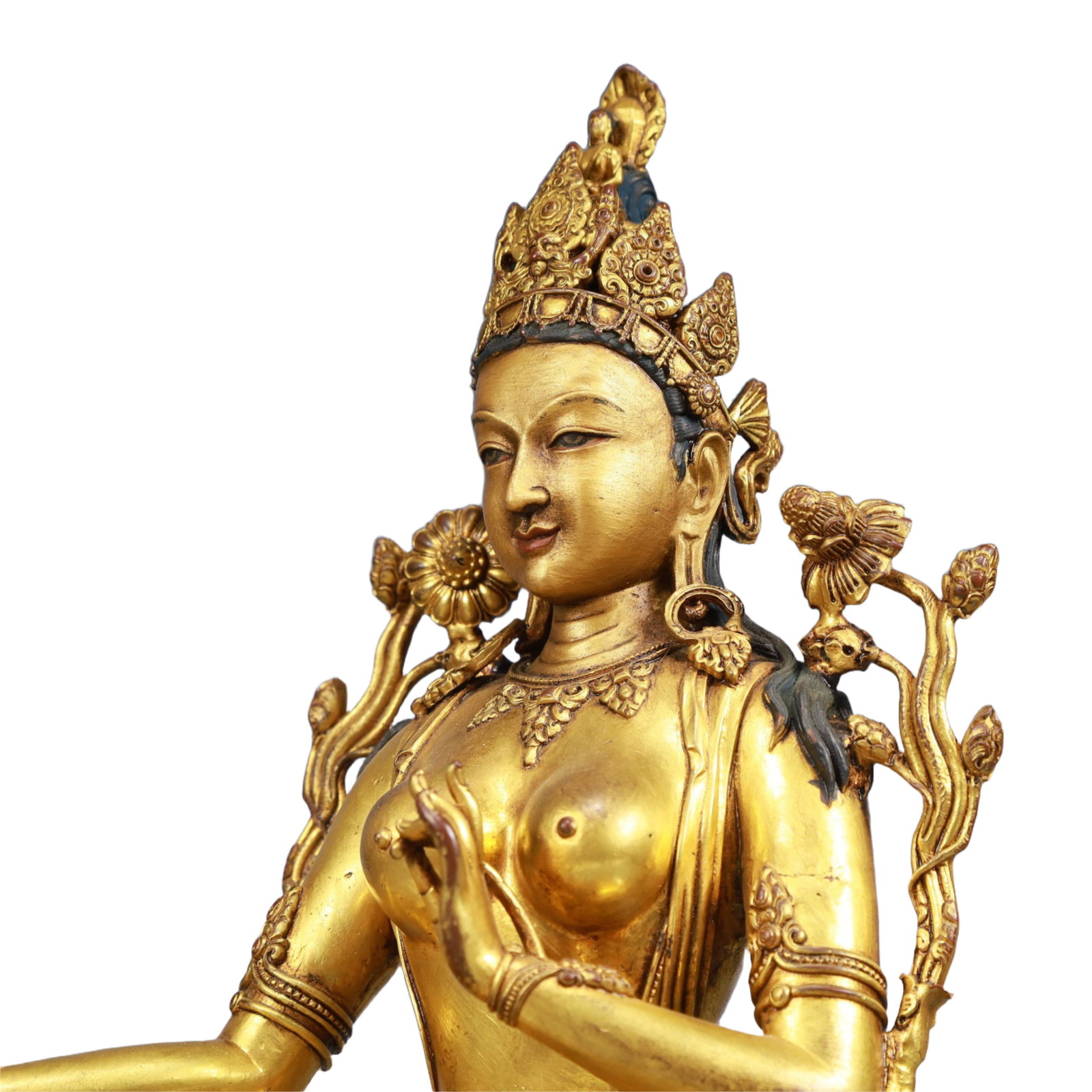A Solemn Gilt Bronze Statue of Tara - 7