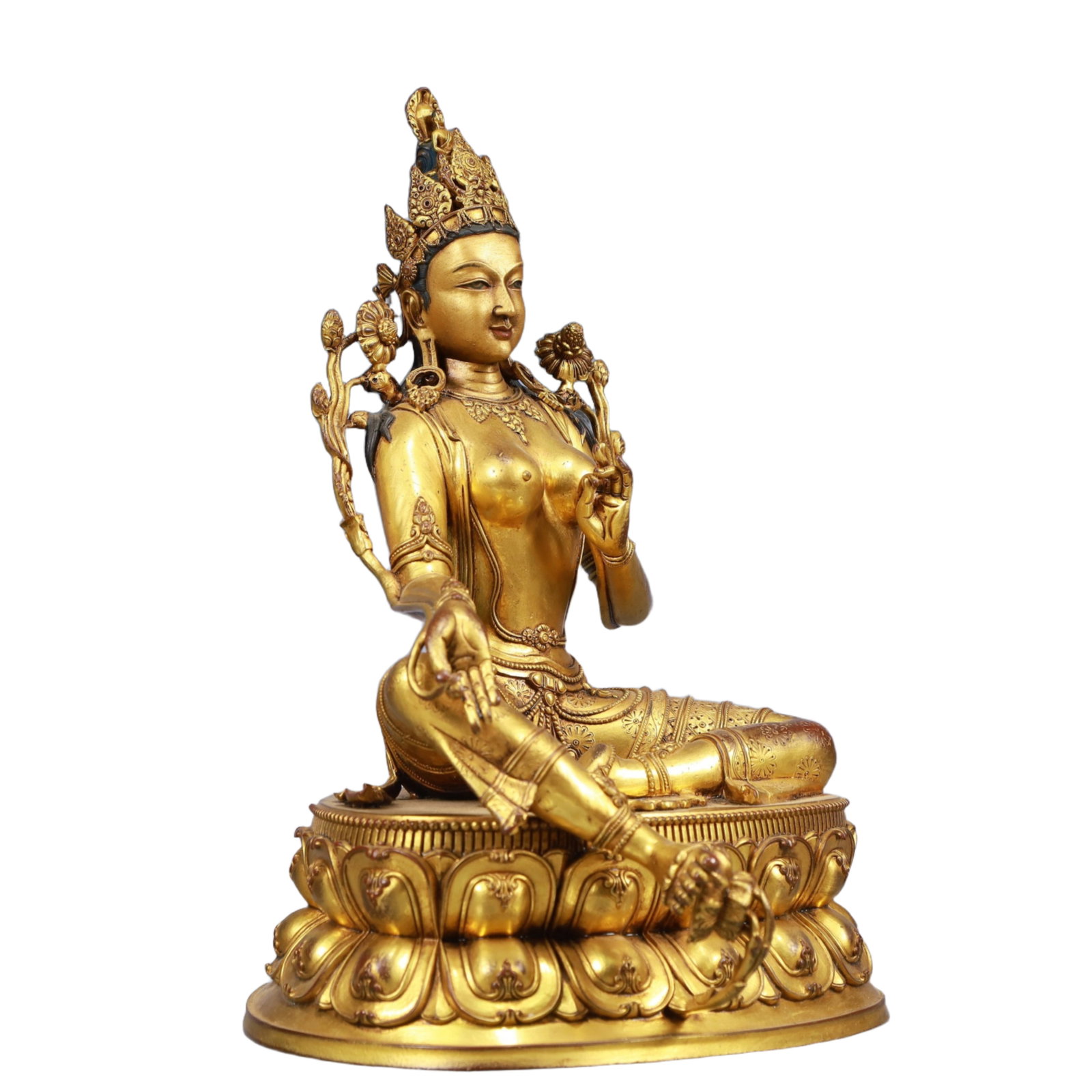 A Solemn Gilt Bronze Statue of Tara - 8
