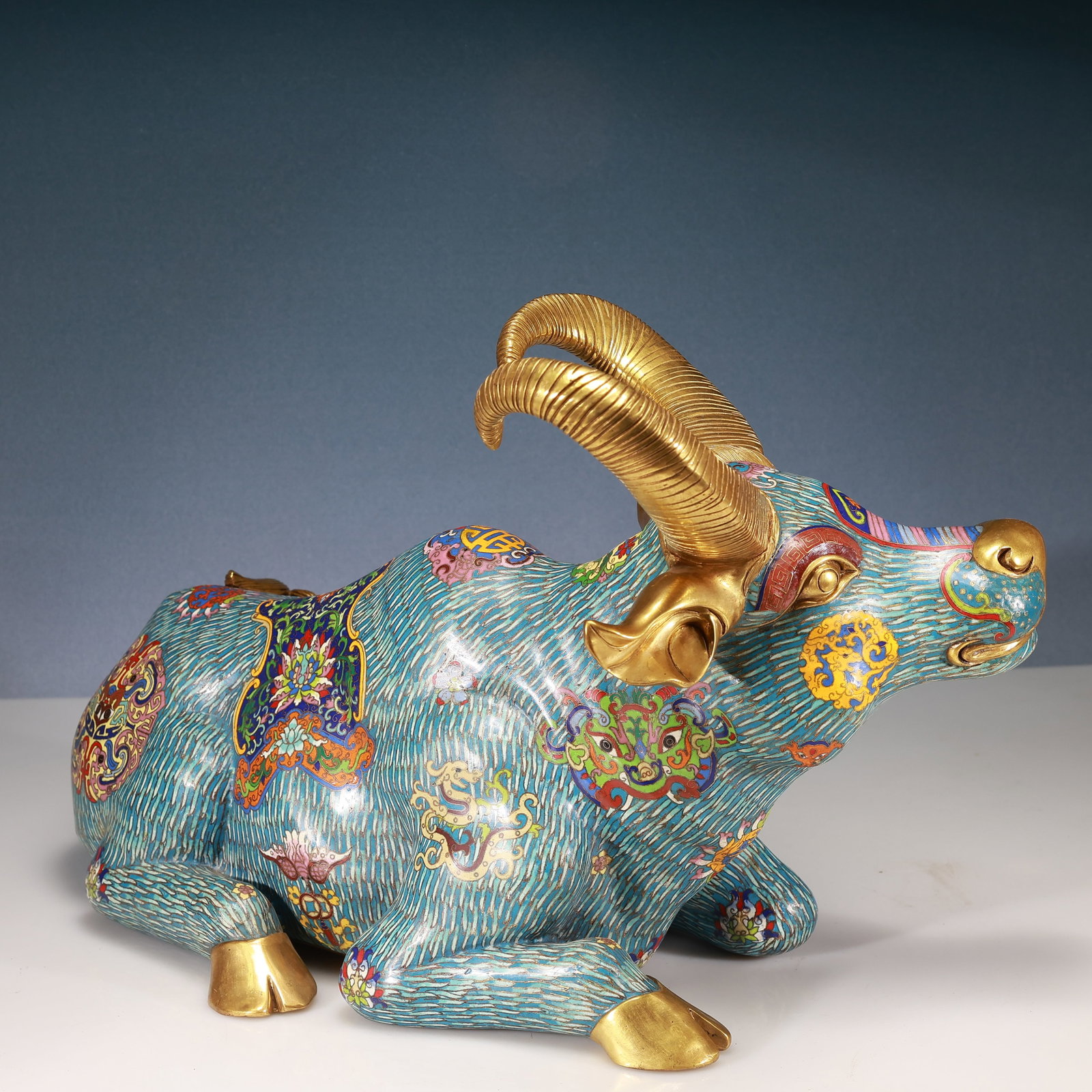 A Huge Cloisonne Beast-Face and Dragon Pattern Buffalo Ornament - 6